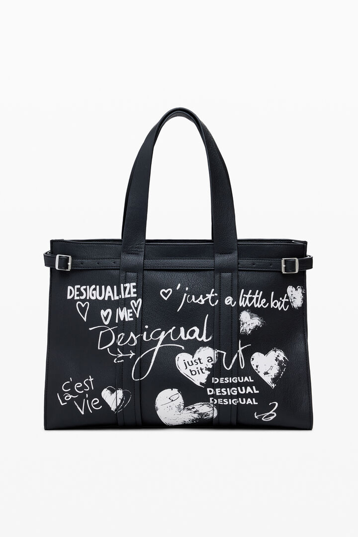 Große Shopper-Tasche in Lederoptik mit Buchstaben