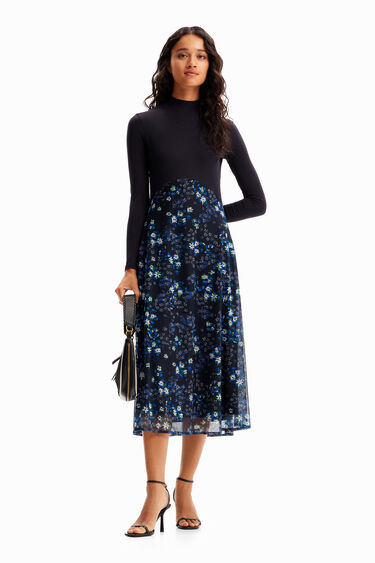 Combination floral midi dress | Desigual