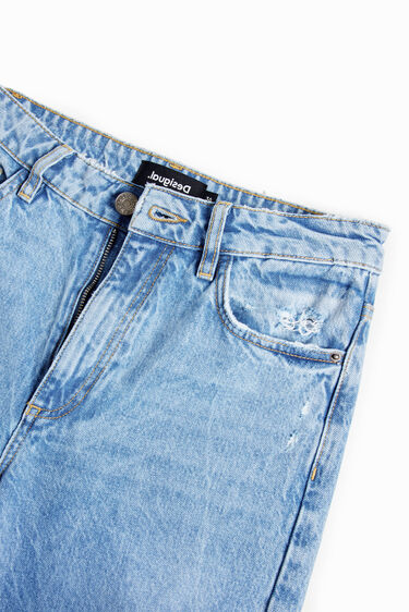ג'ינס קרעים בגזרה רחבה לנשים | Desigual