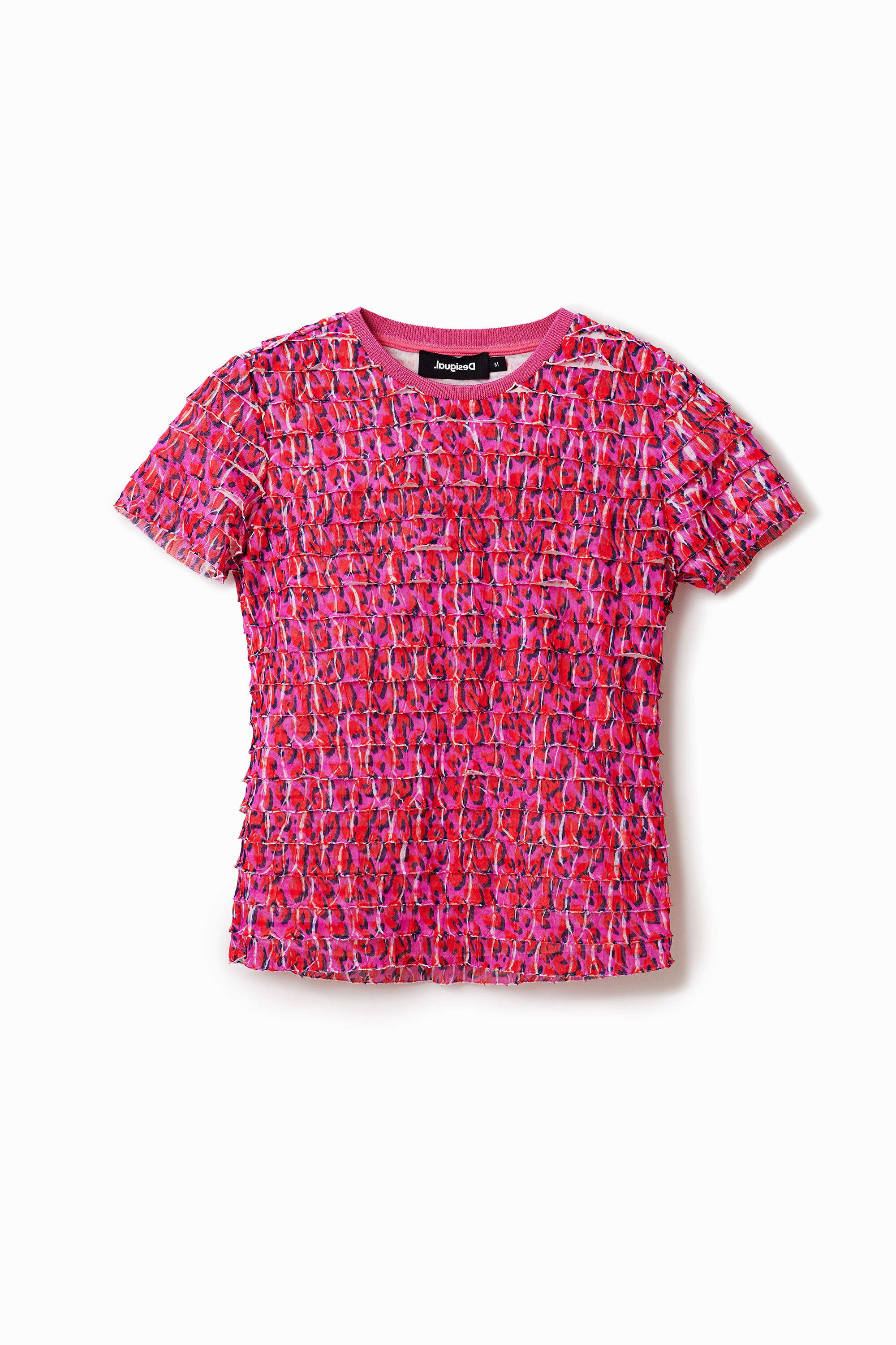 Cropped animal print T-shirt - RED - M