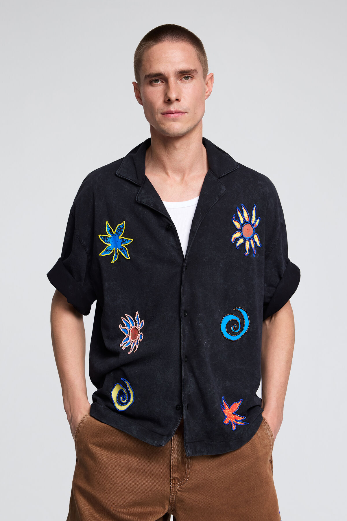 刺繍入りコットンシャツ メンズ I Desigual.com