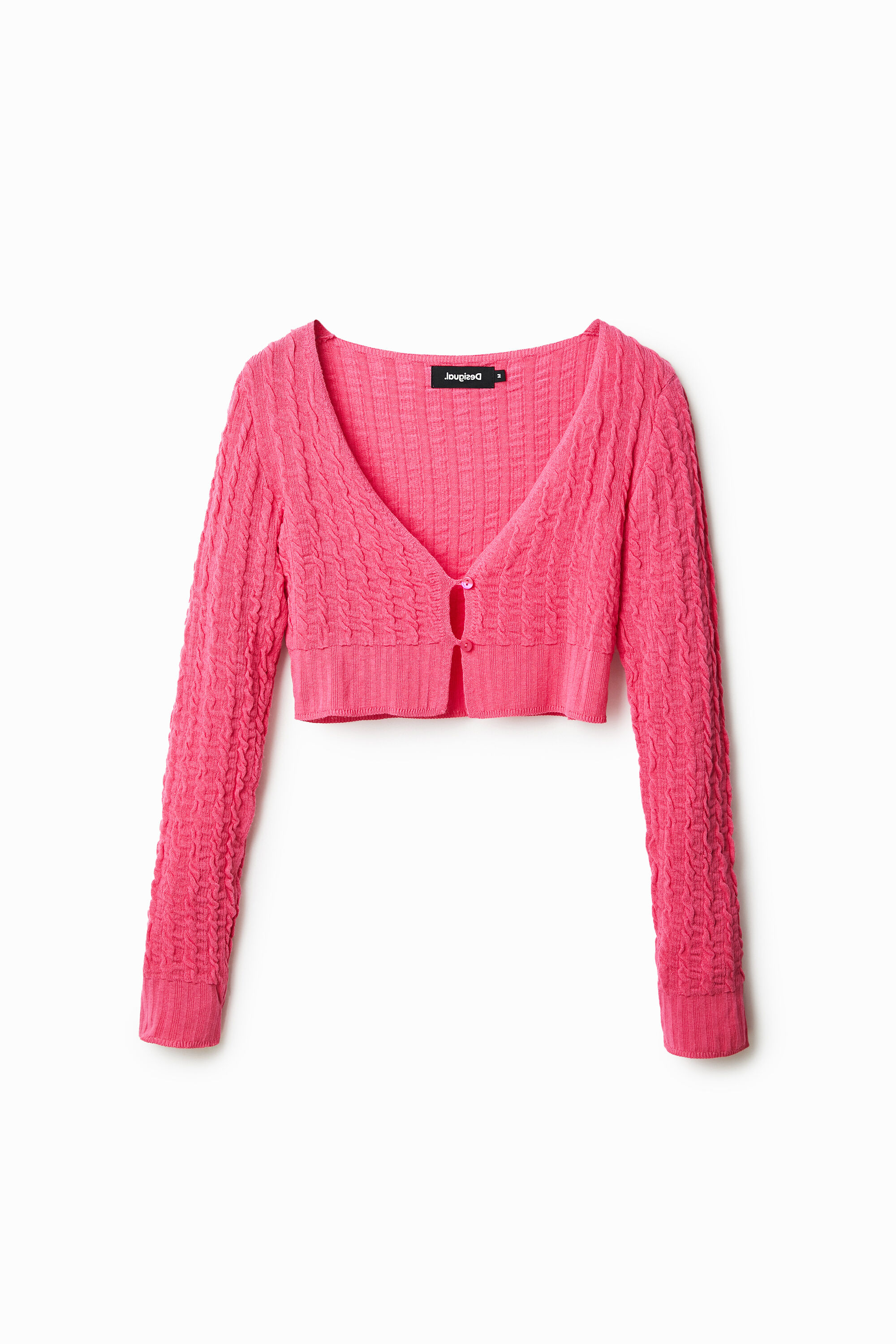 Cropped knit cardigan - RED - M