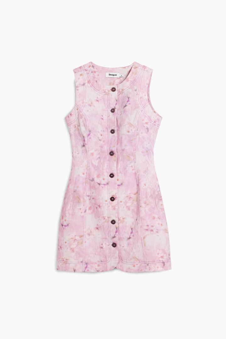 Vestito Corto Desigual Donna - Stampa Galactic, Tulle, Senza Maniche, Fino Al Ginocchio