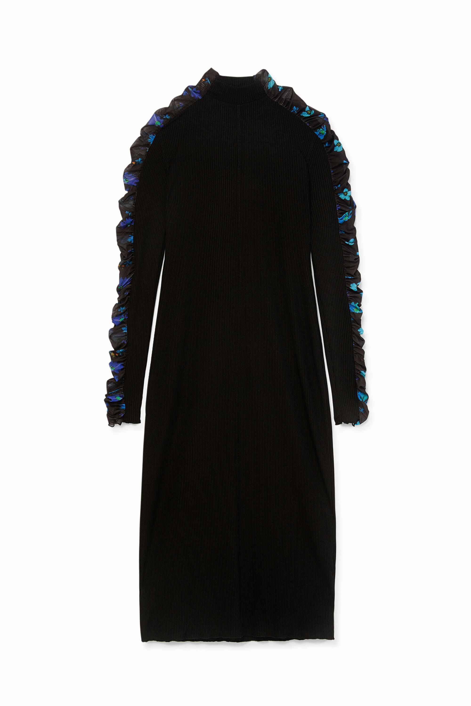 Langes Kleid im Slim Fit Rippstoff