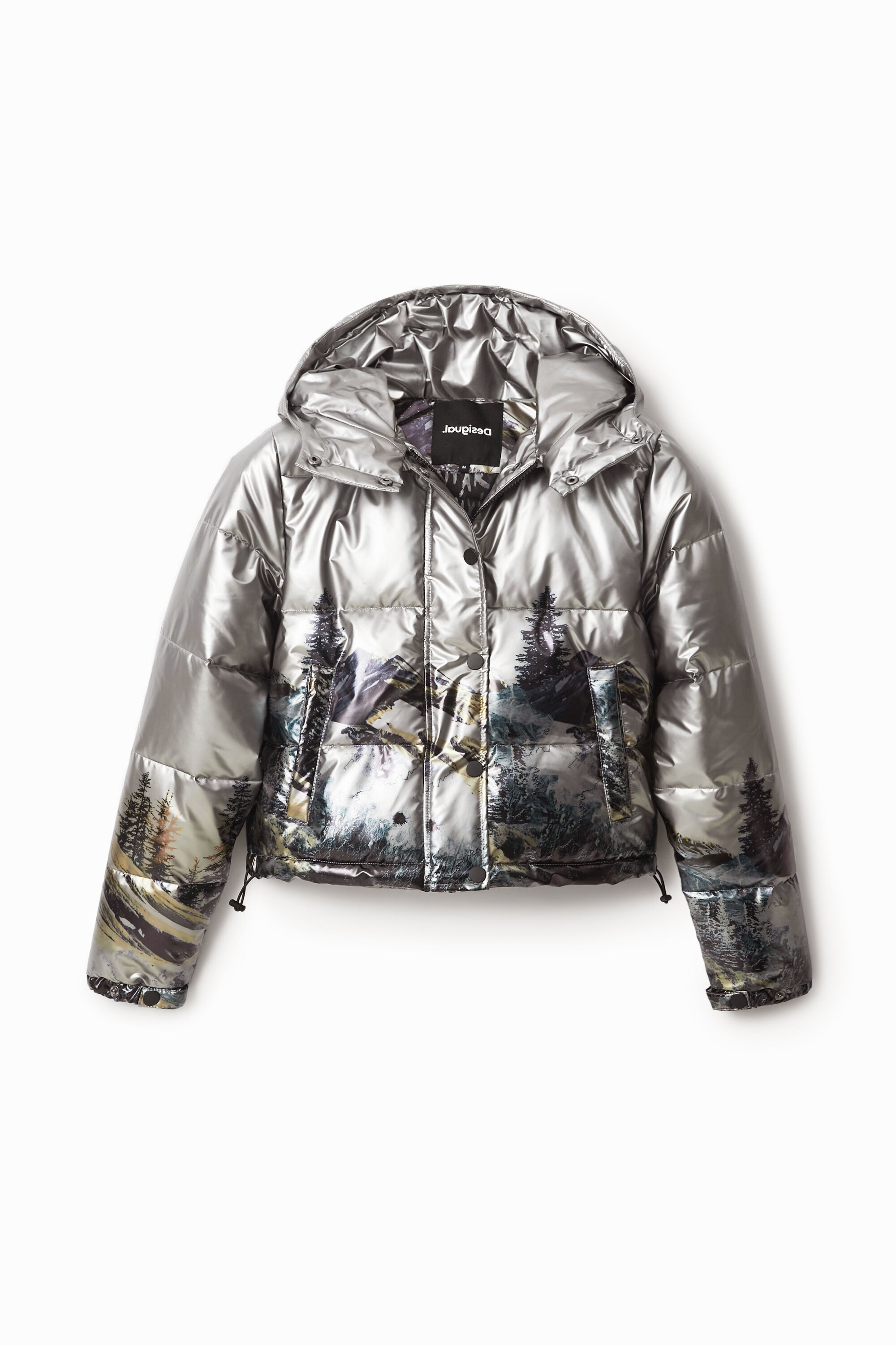Metallic short padded jacket | Desigual.com