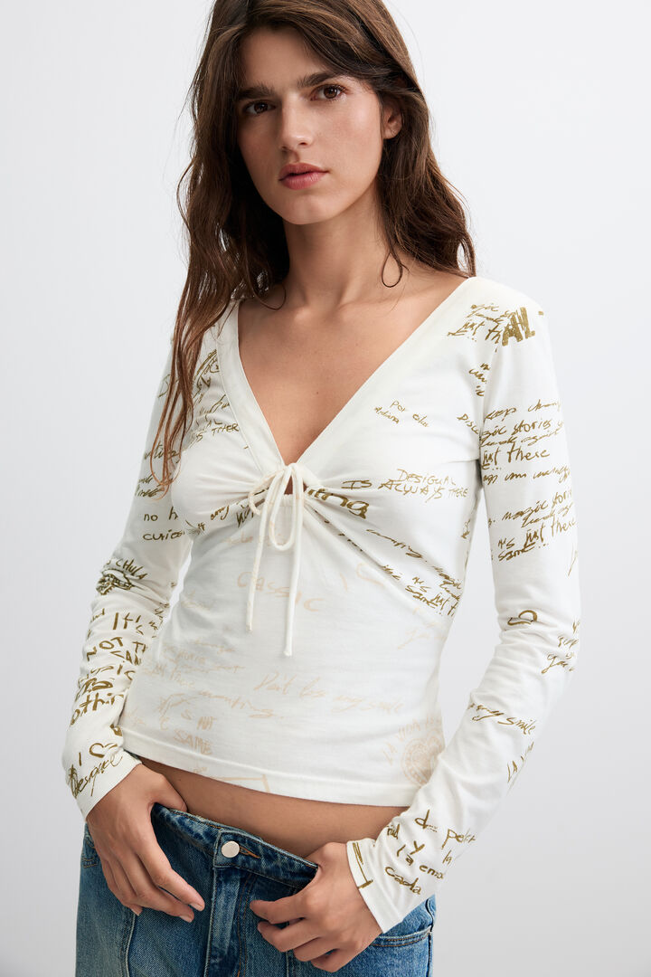 Vintage printed long-sleeve T-shirt