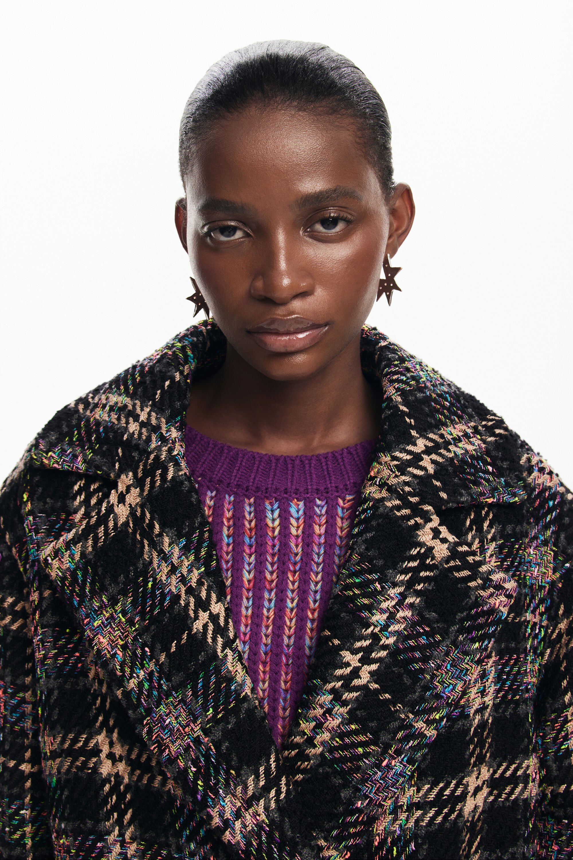 Abrigo cuadros desigual discount