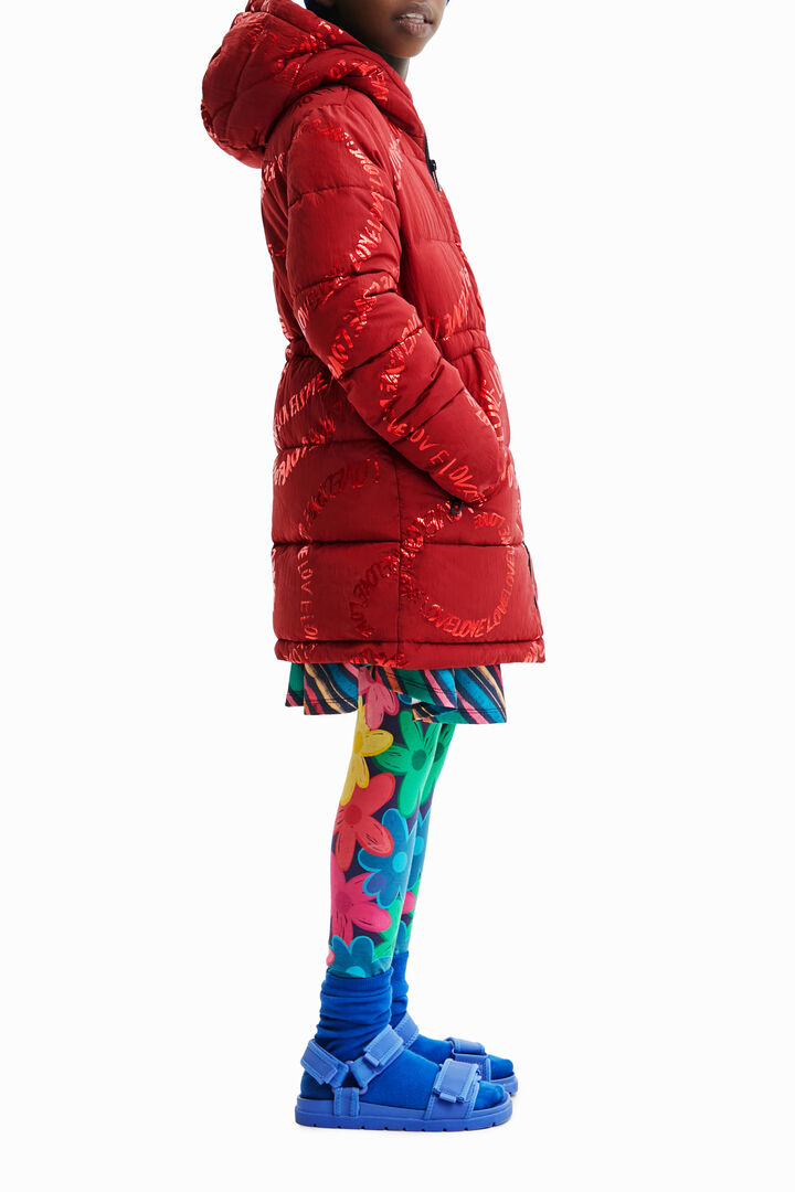 Long padded coat with text | Desigual