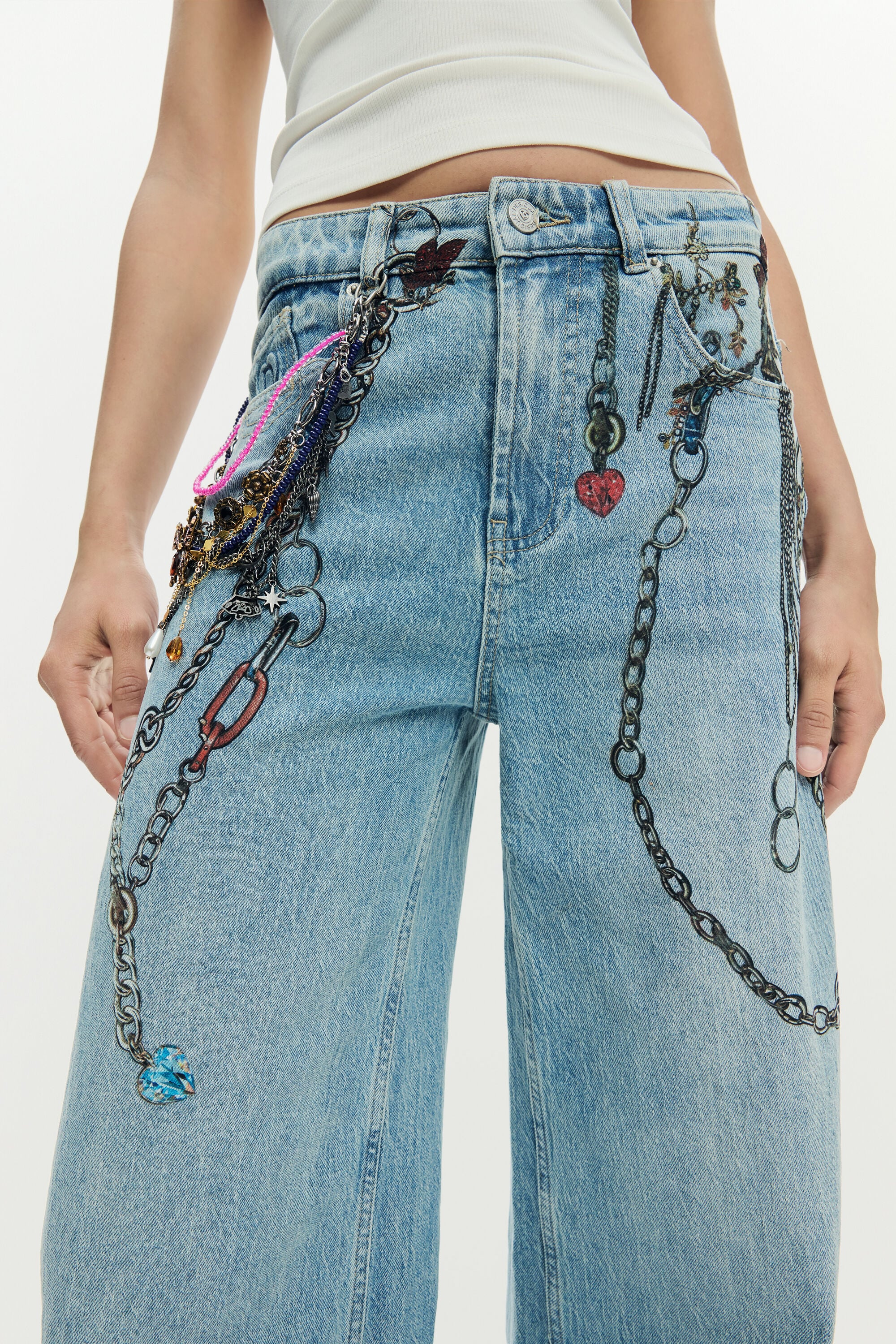 チェーン付きデニムパンツ 青 女性用 I Desigual.com