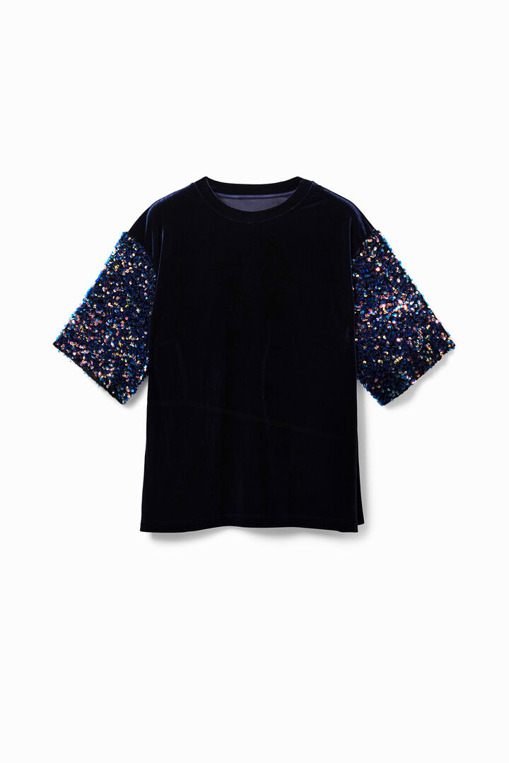 Camiseta aterciopelada lentejuelas | Desigual