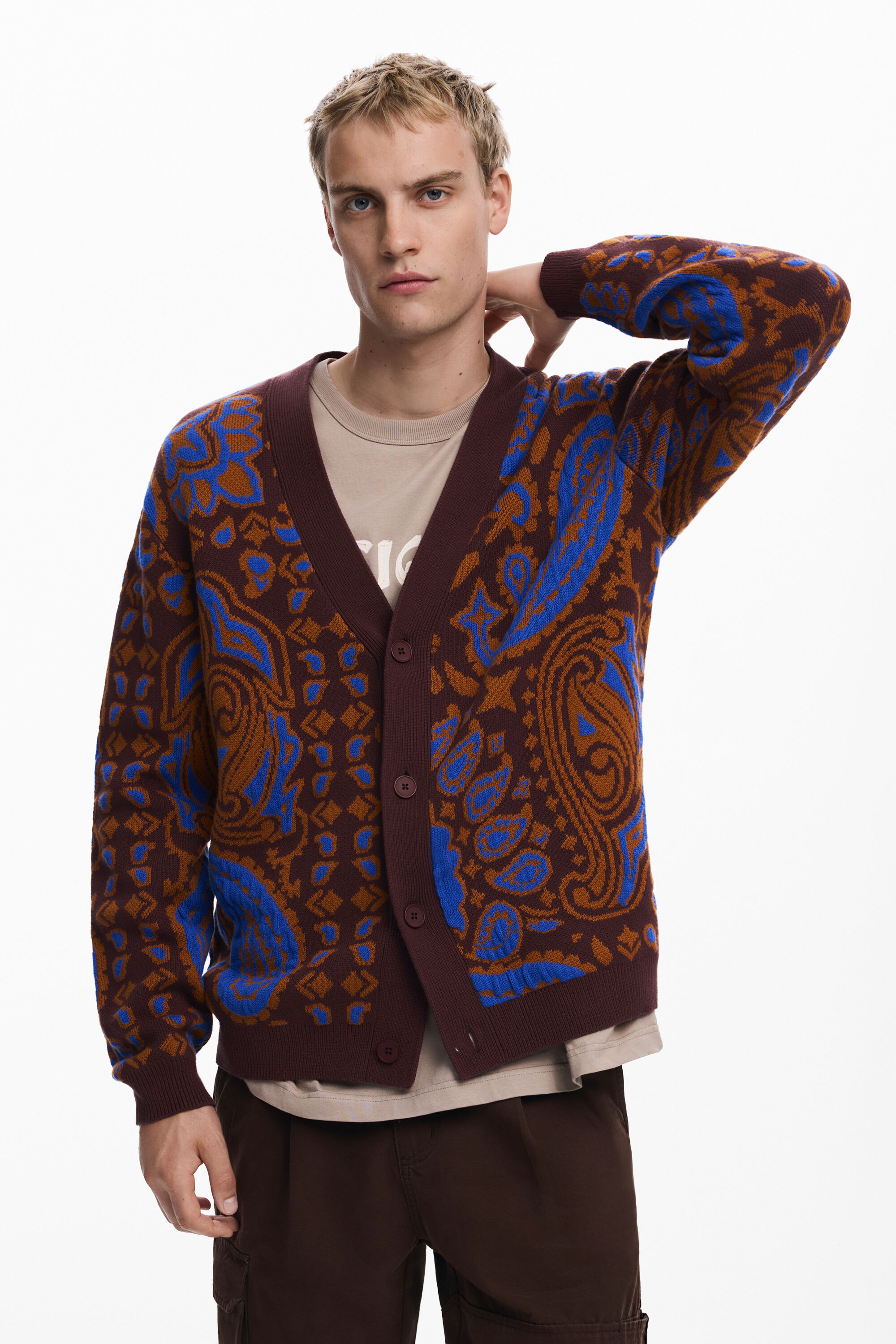 Desigual Paisley cardigan trui - BROWN