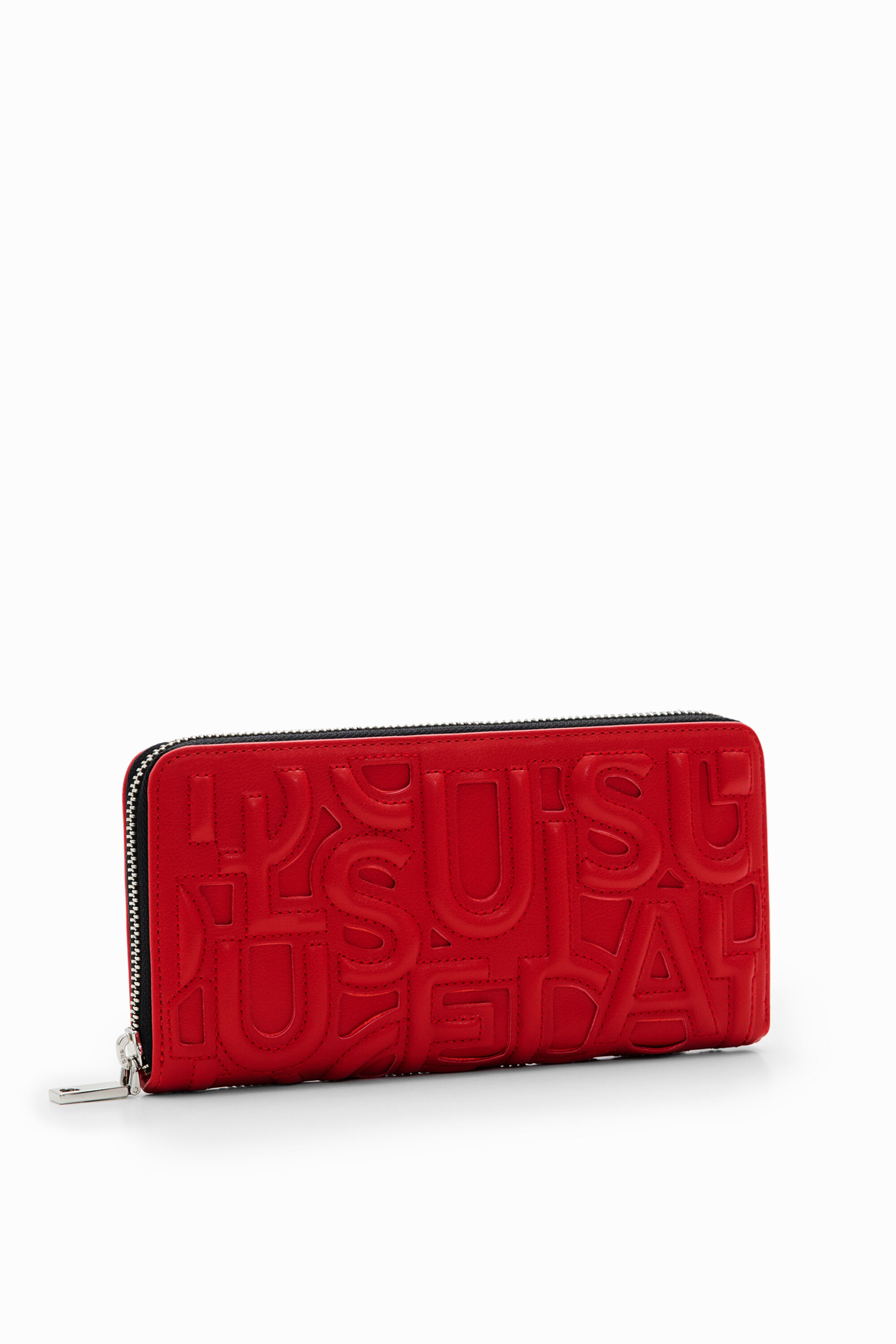 Red logo-embossed Large Zip Wallet