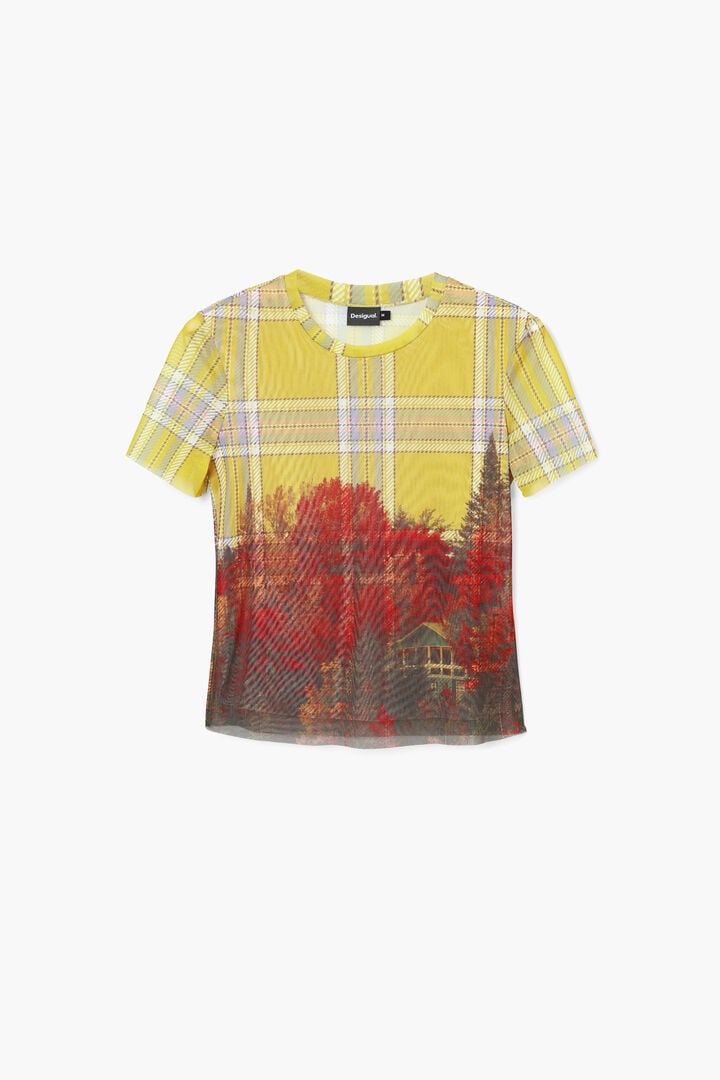 Printed tulle T-shirt