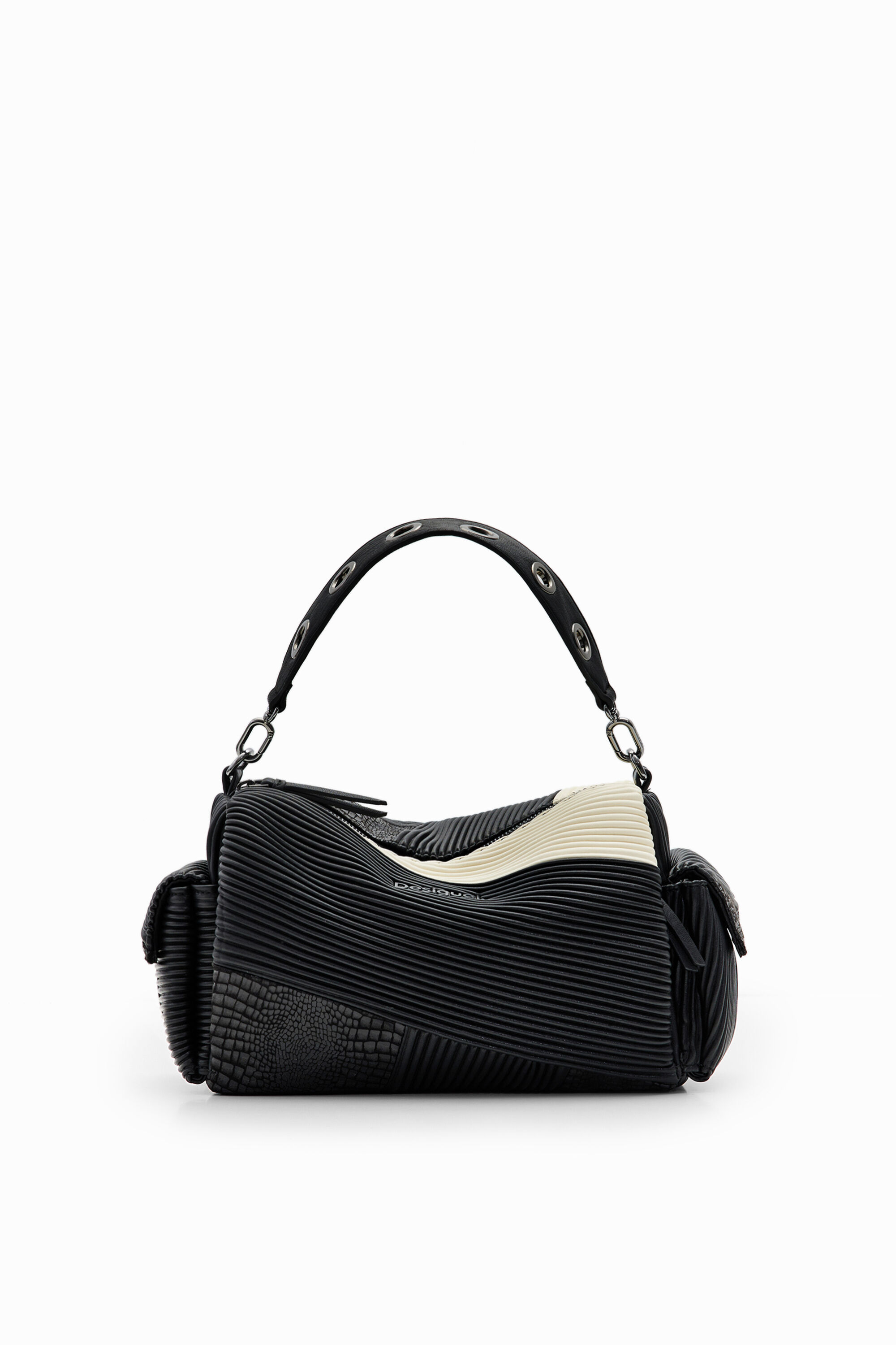 Bolso mediano patch textura - BLACK - U