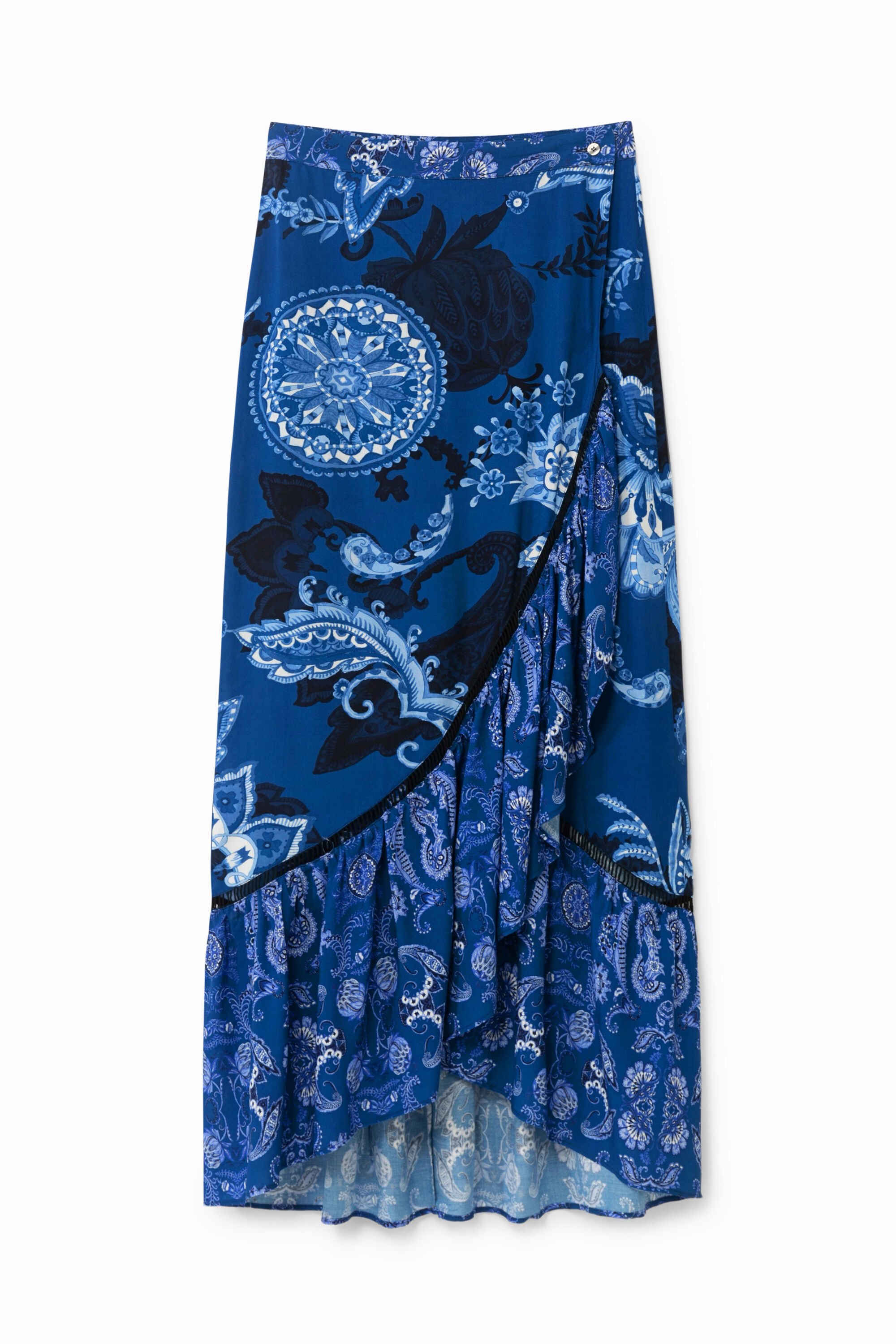 Langer Rock mit Volants und Paisley