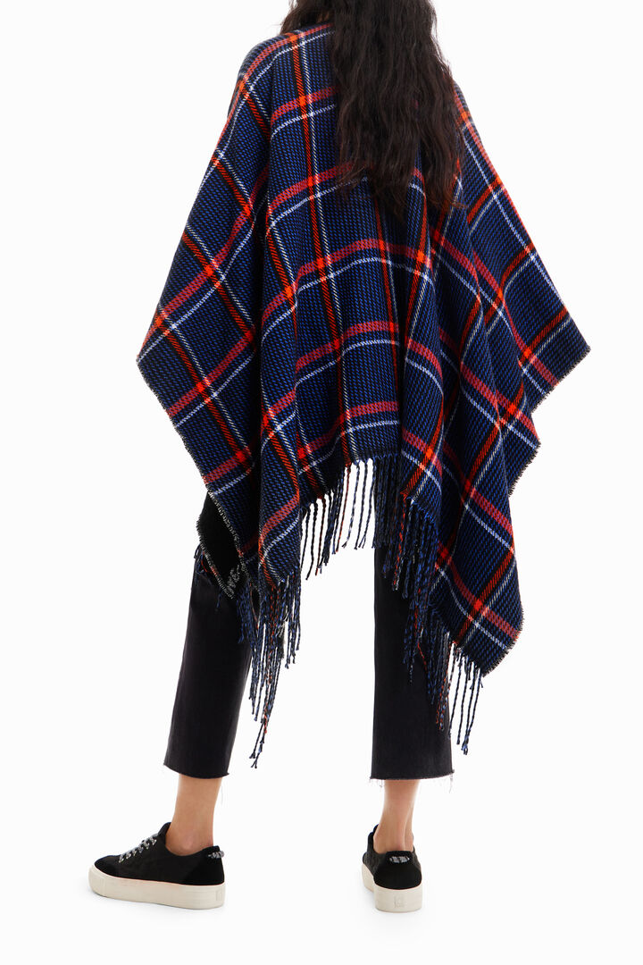 Reversible plaid poncho | Desigual