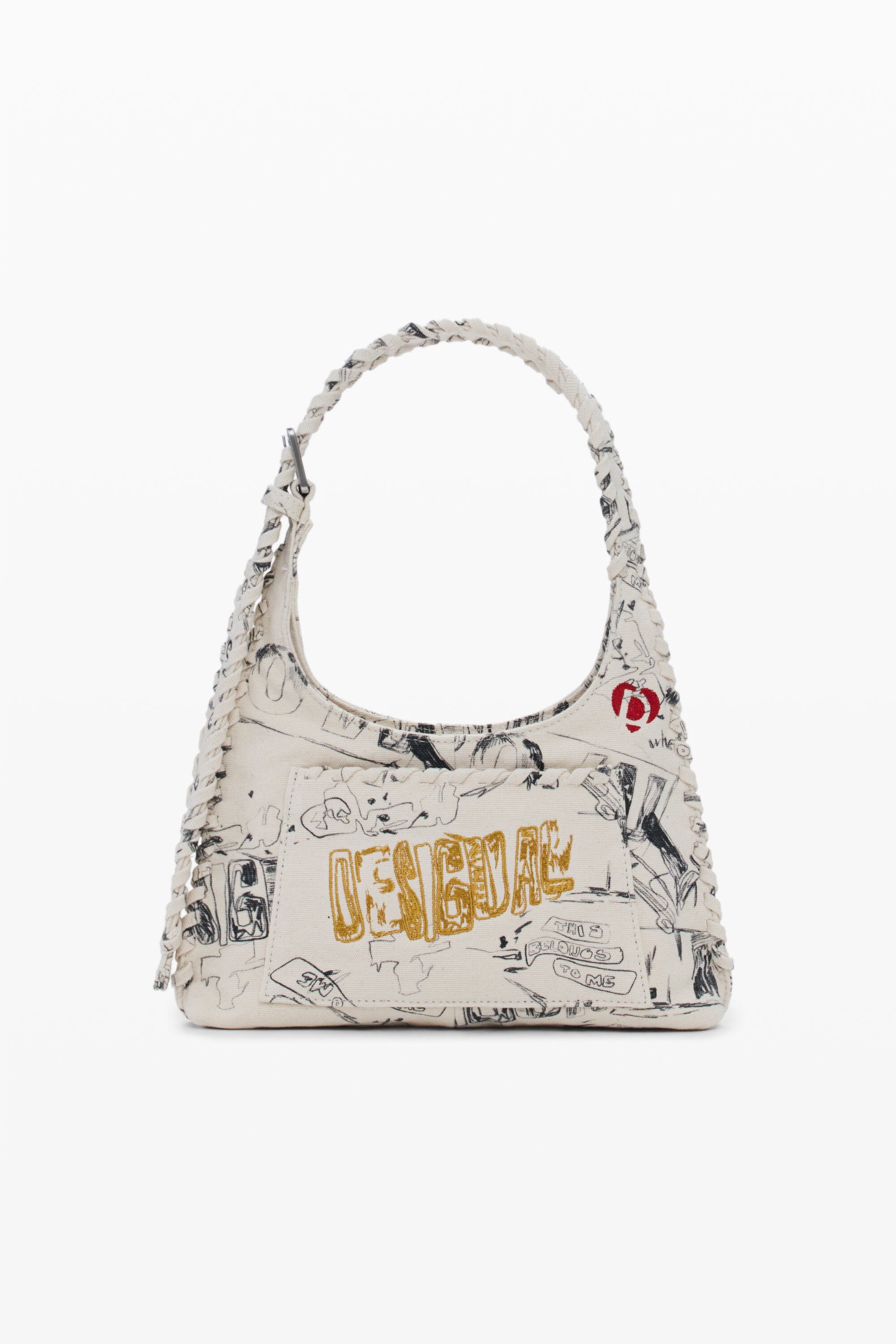 Desigual, Medium bag with lettering, Cotton, White, U