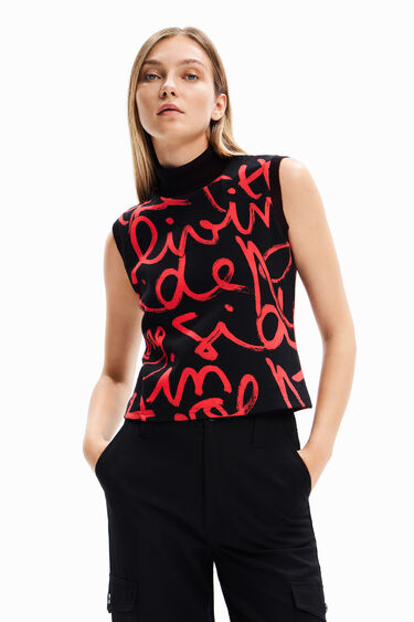 Sleeveless message T-shirt | Desigual