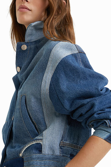 Upcycled cropped denim jacket | Desigual