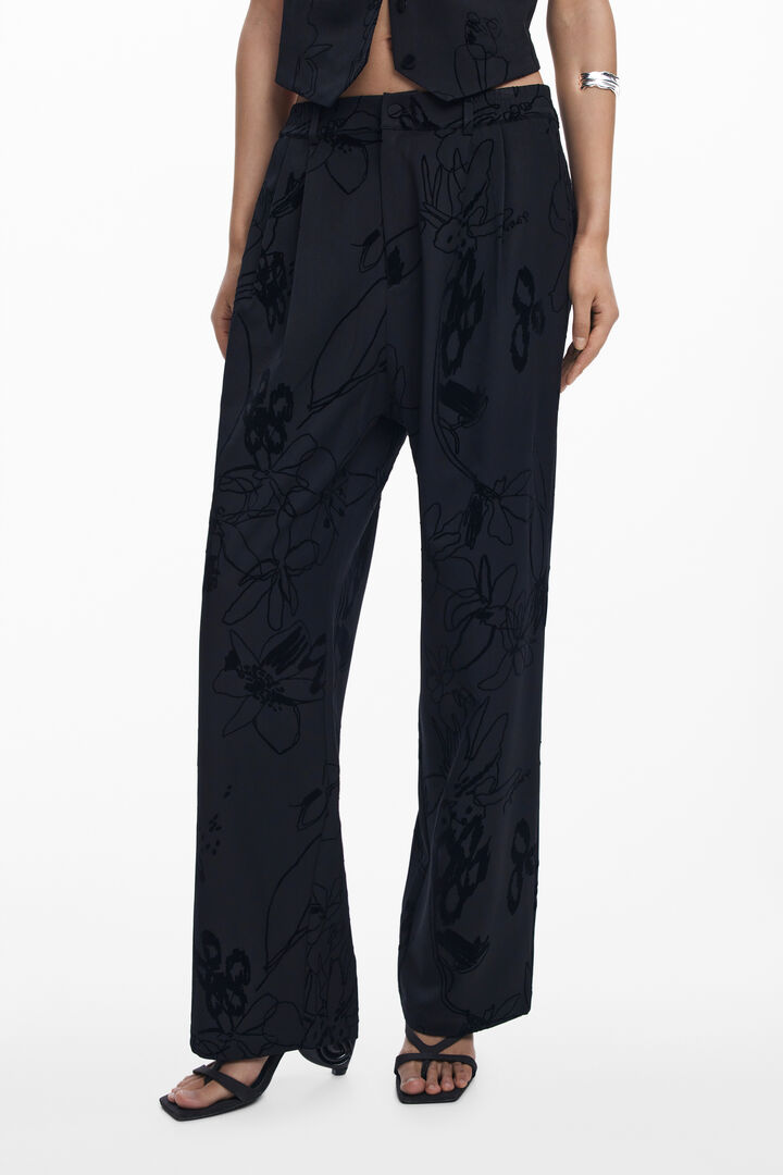 Flocked floral pants | Desigual
