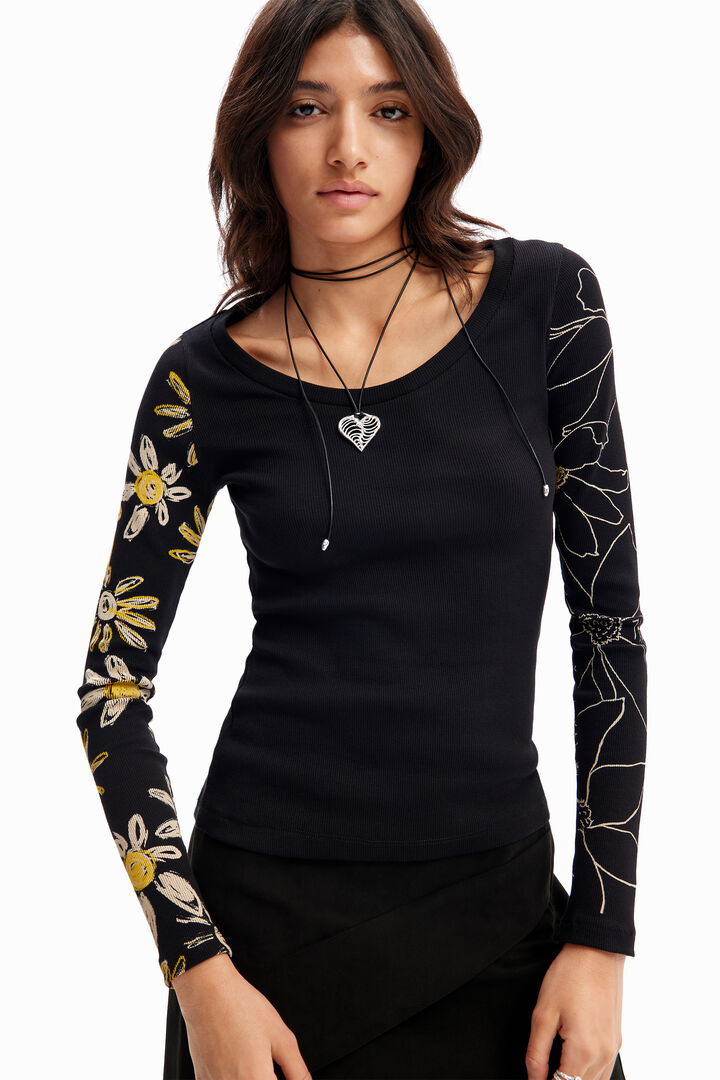 Ribbed floral T-shirt | Desigual