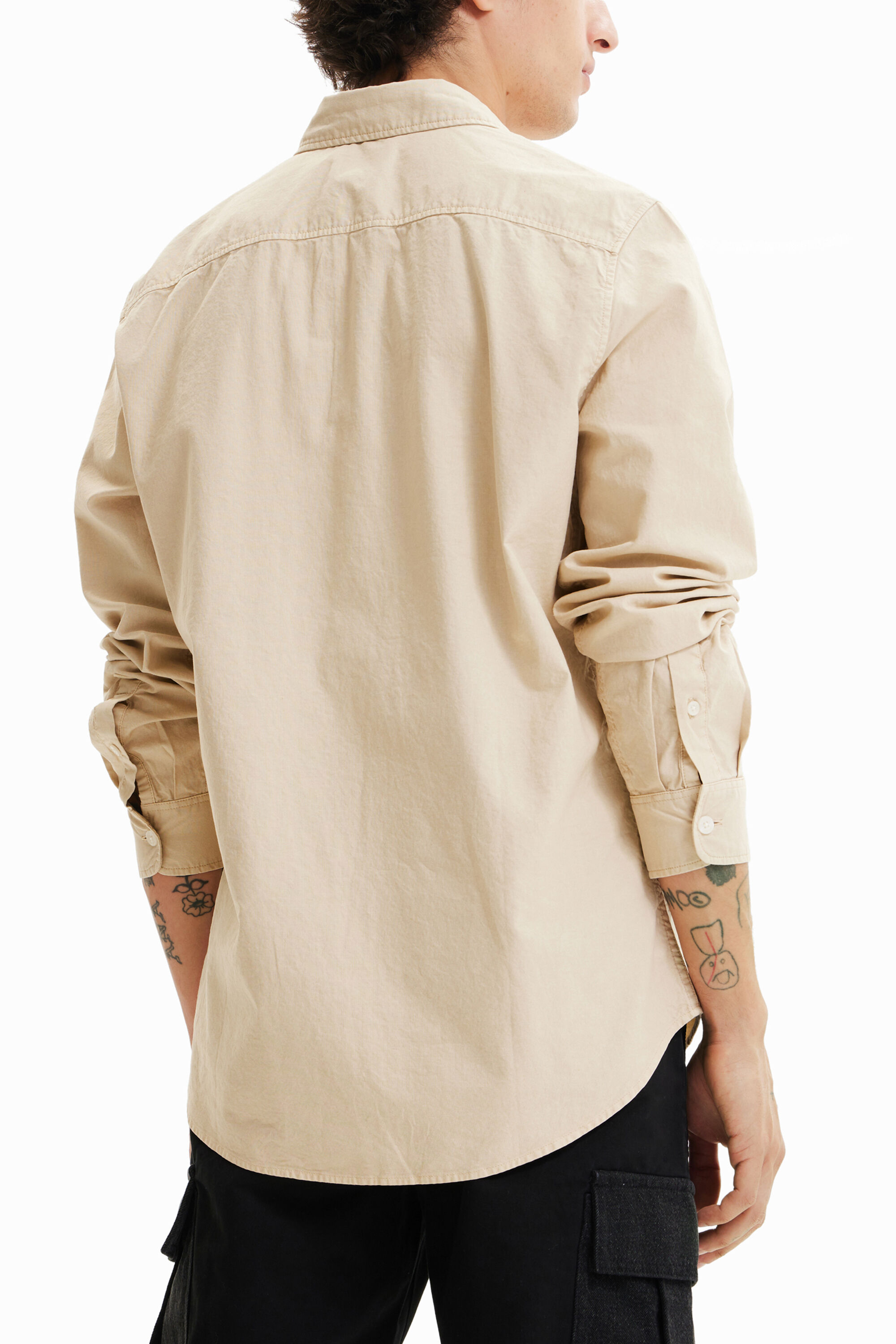Shop Desigual Long-sleeve Embroidered Shirt In Brown