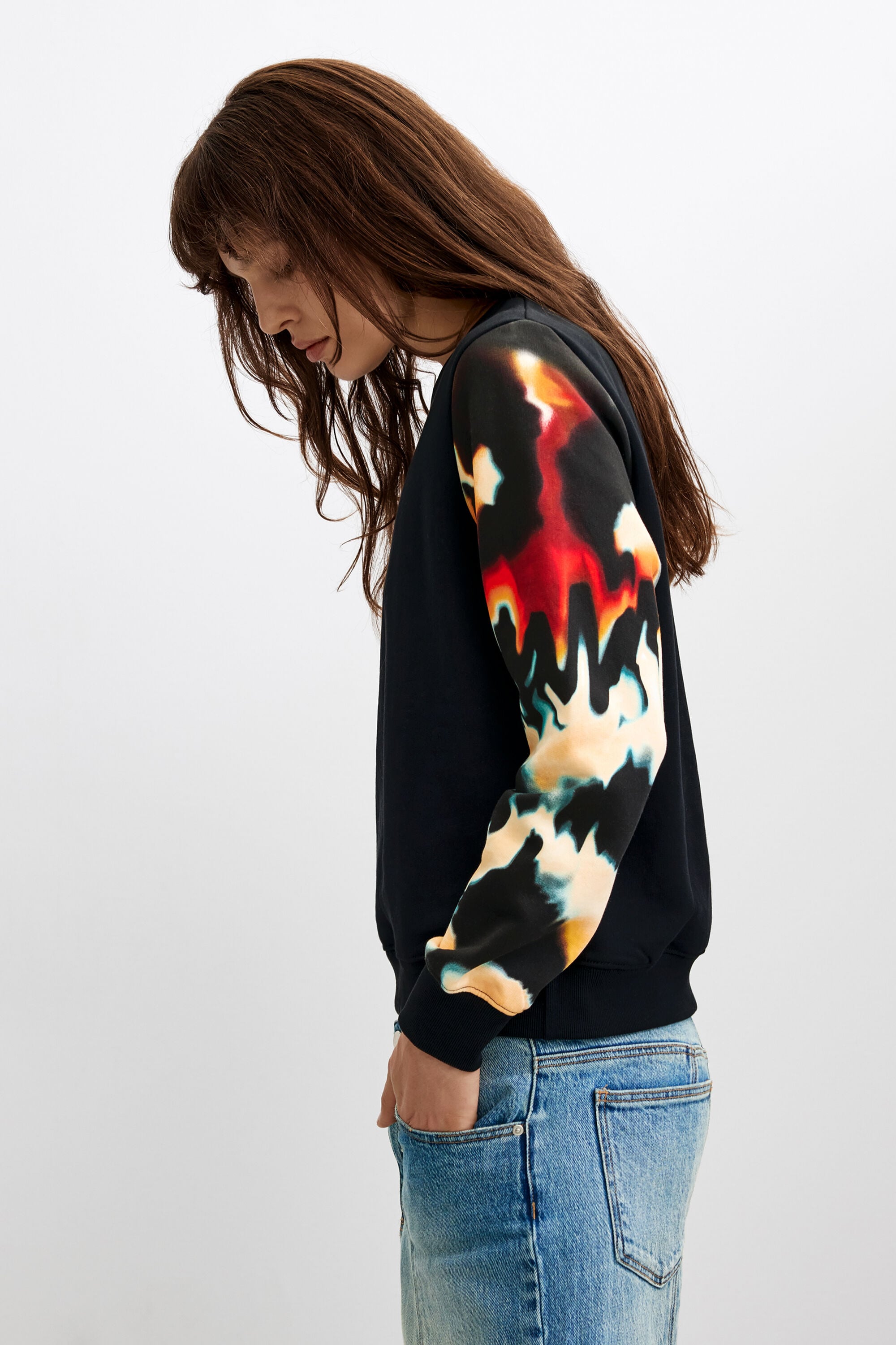 Sudadera Manga Estampada Algodón