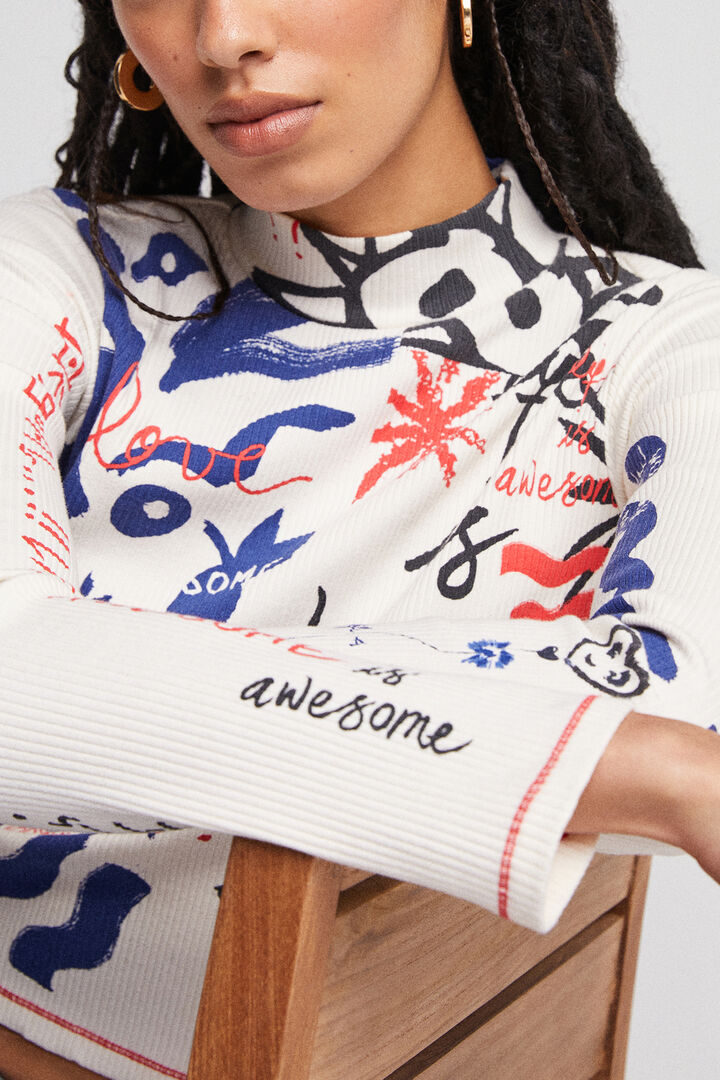 Life is Awesome ribbed T-shirt | Desigual