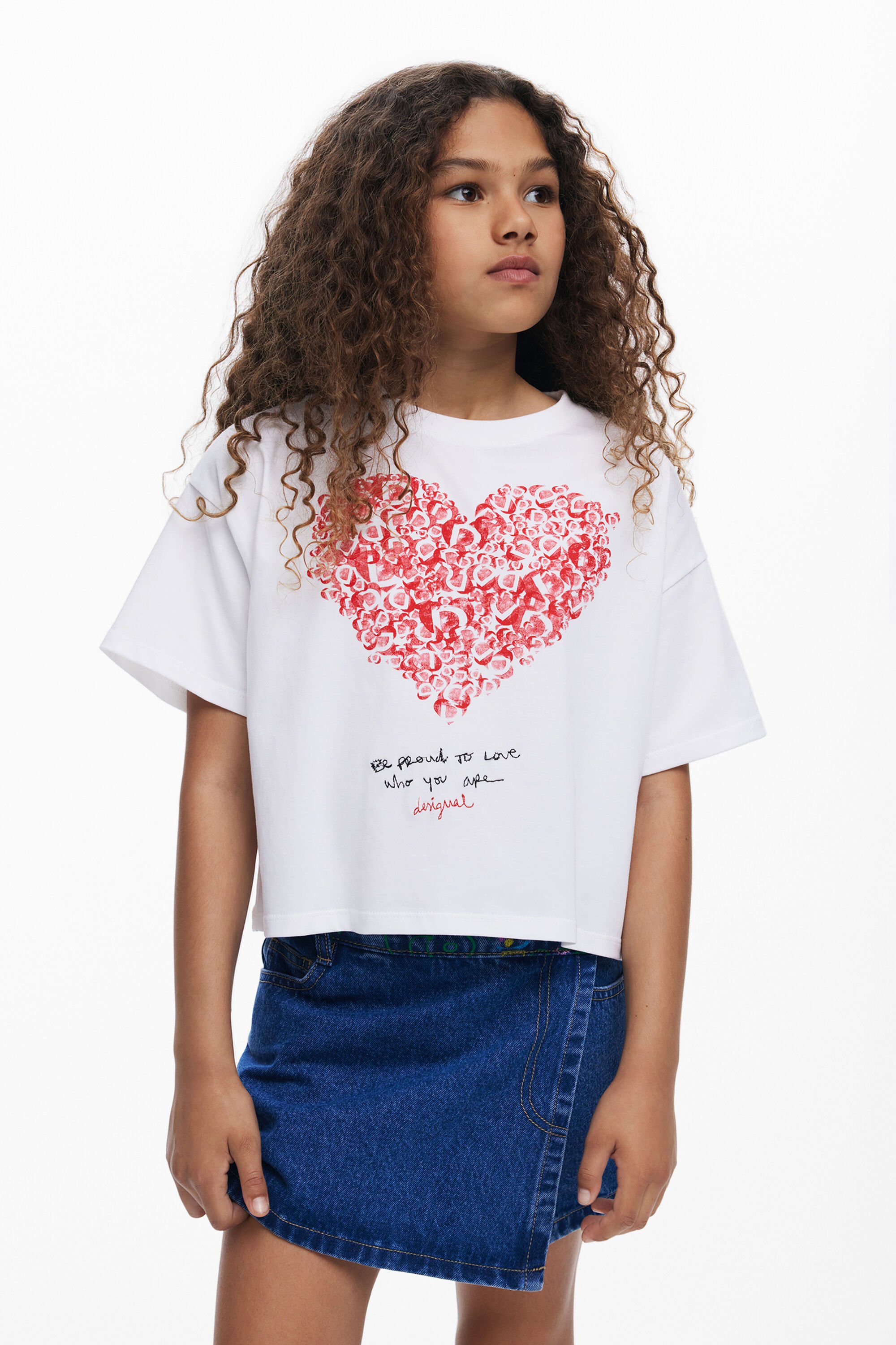 Desigual T-shirt met korte mouwen en hart - WHITE