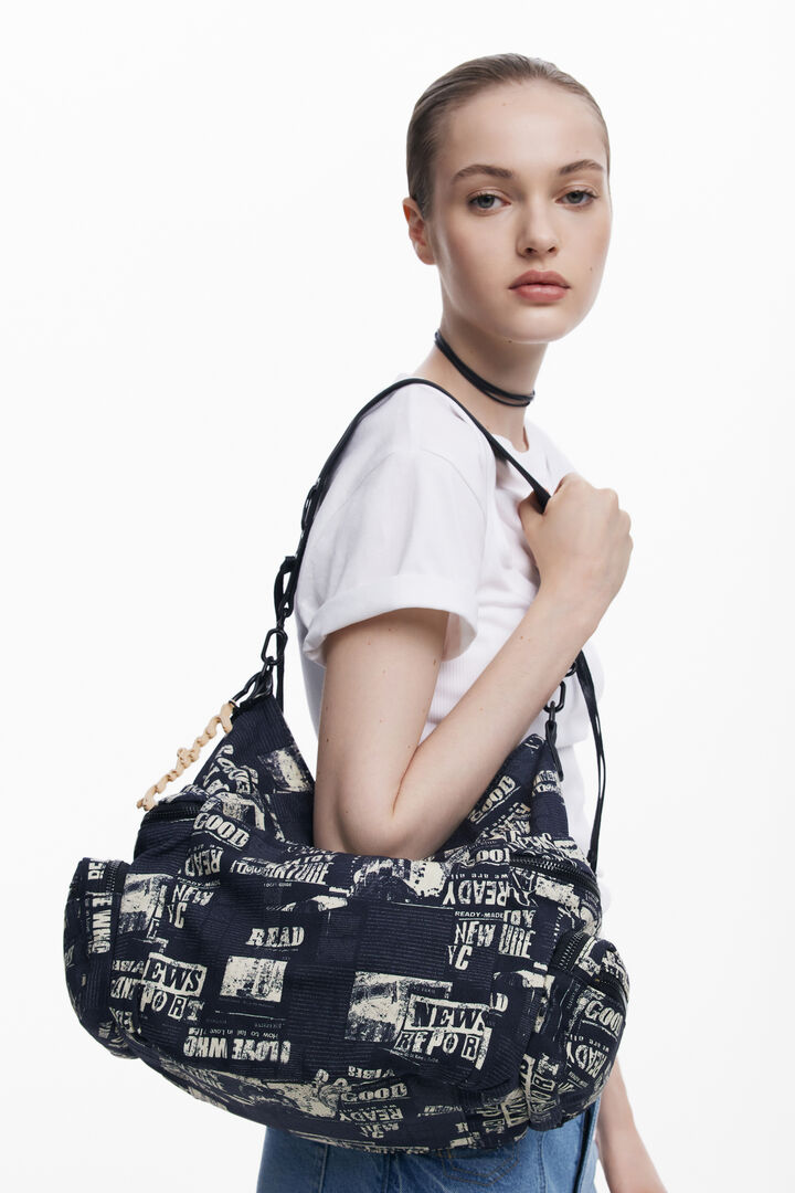Medium newspaper shoulder bag | Desigual