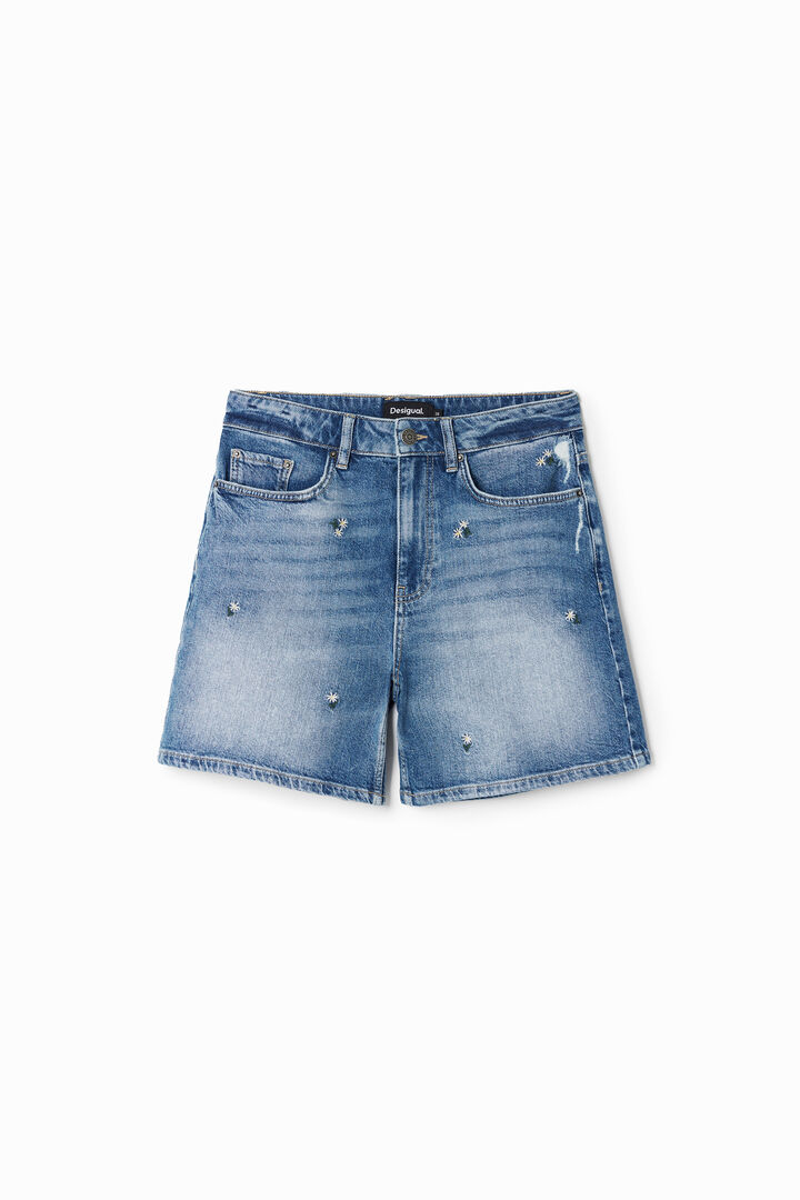 Denim shorts with small flower prints. | Desigual