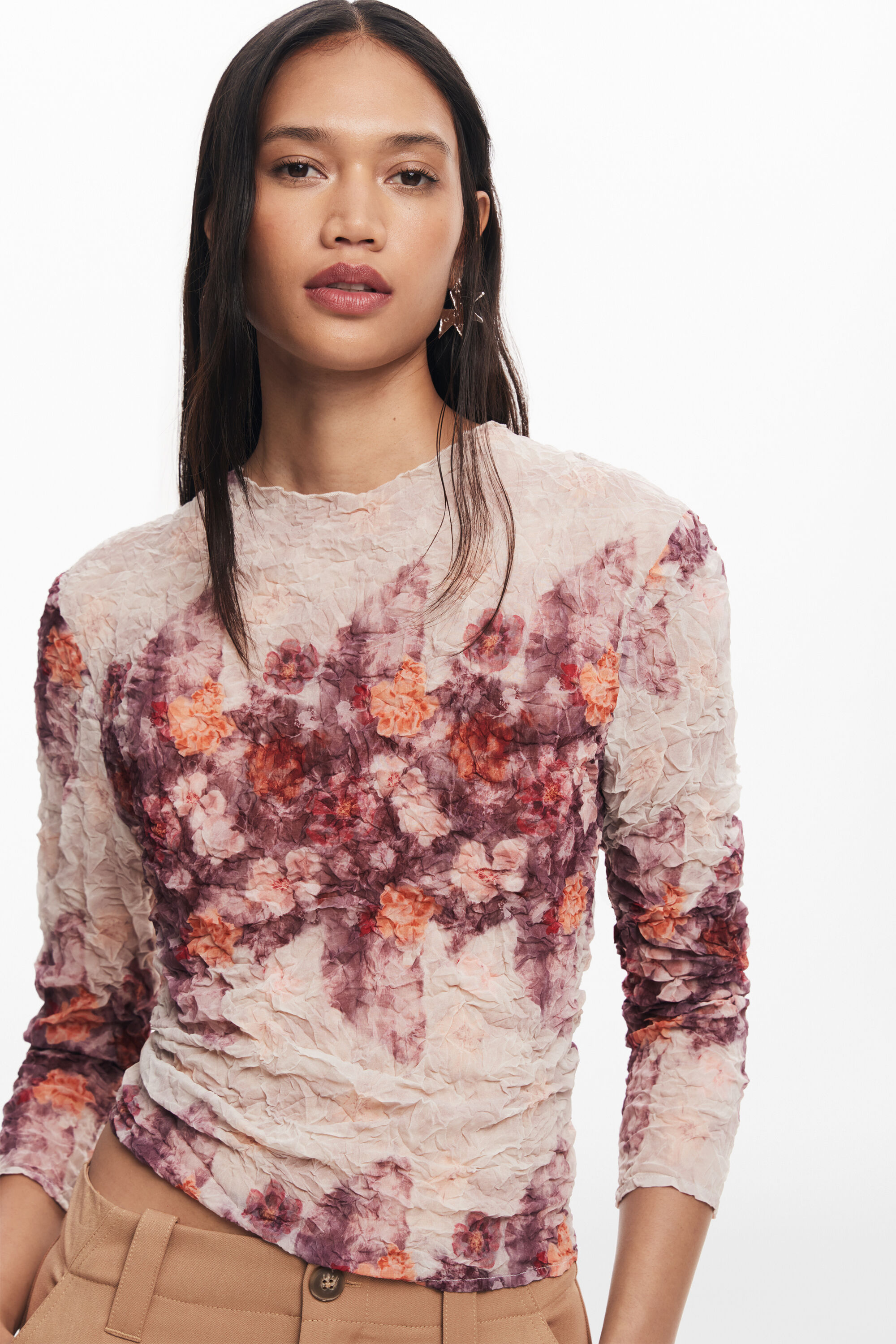 Textured floral blouse for women I Desigual
