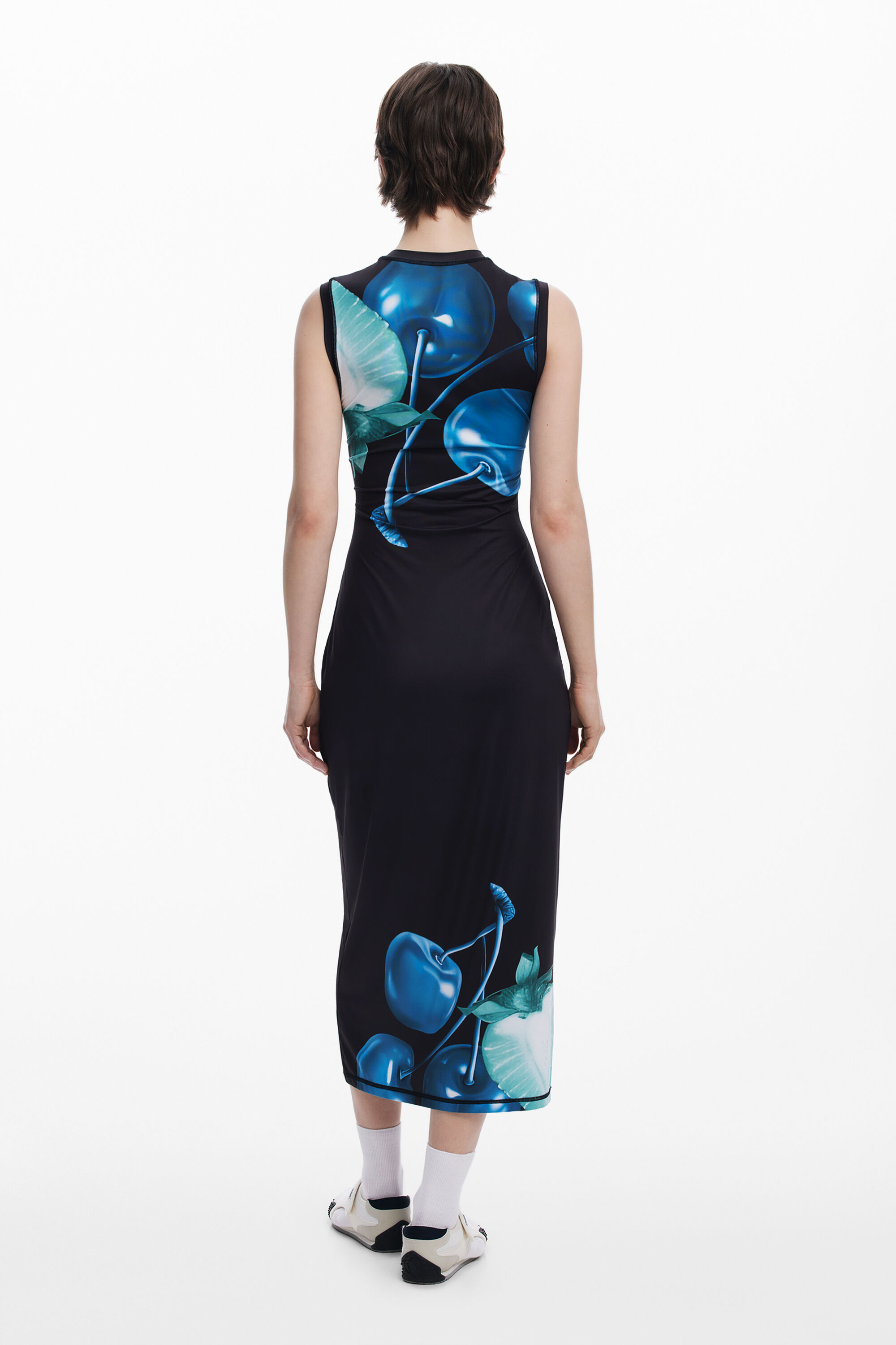 Desigual Print Sleeveless Maxi Dress In Black