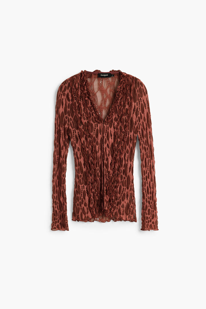 long sleeve tulle T-shirt