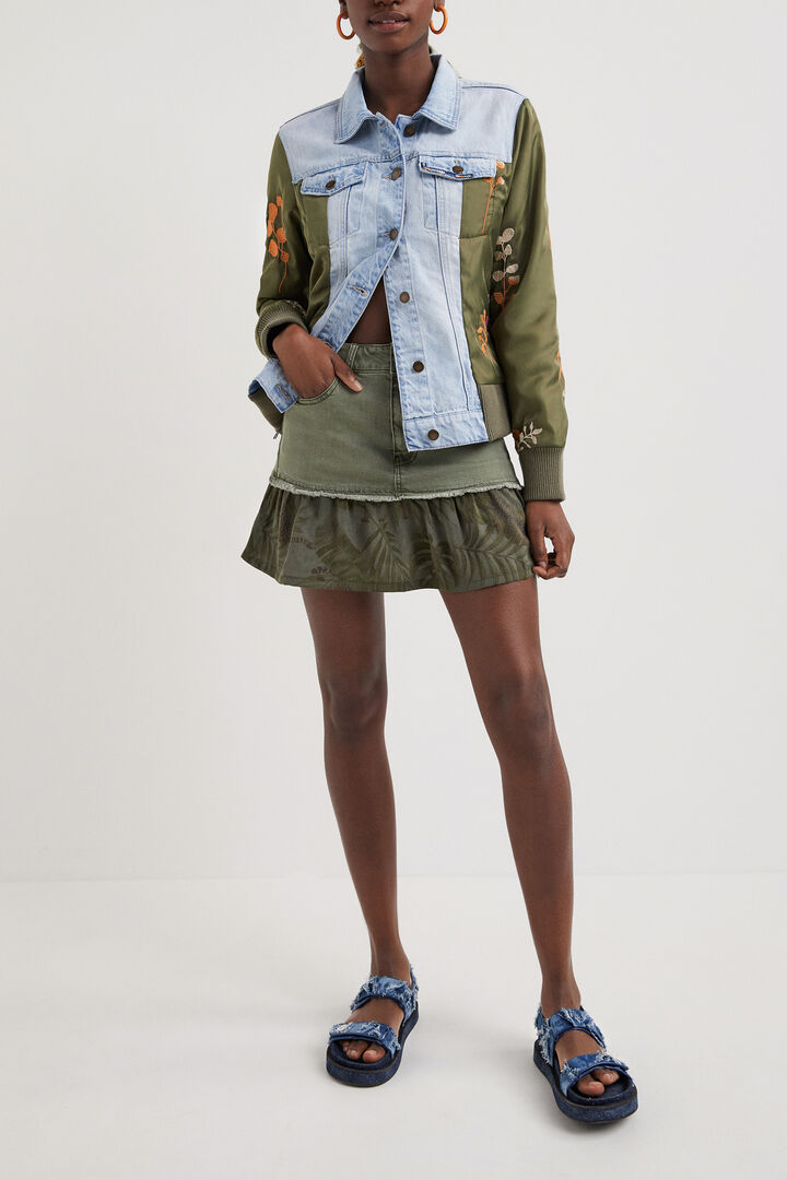 Flounce patchwork denim miniskirt | Desigual