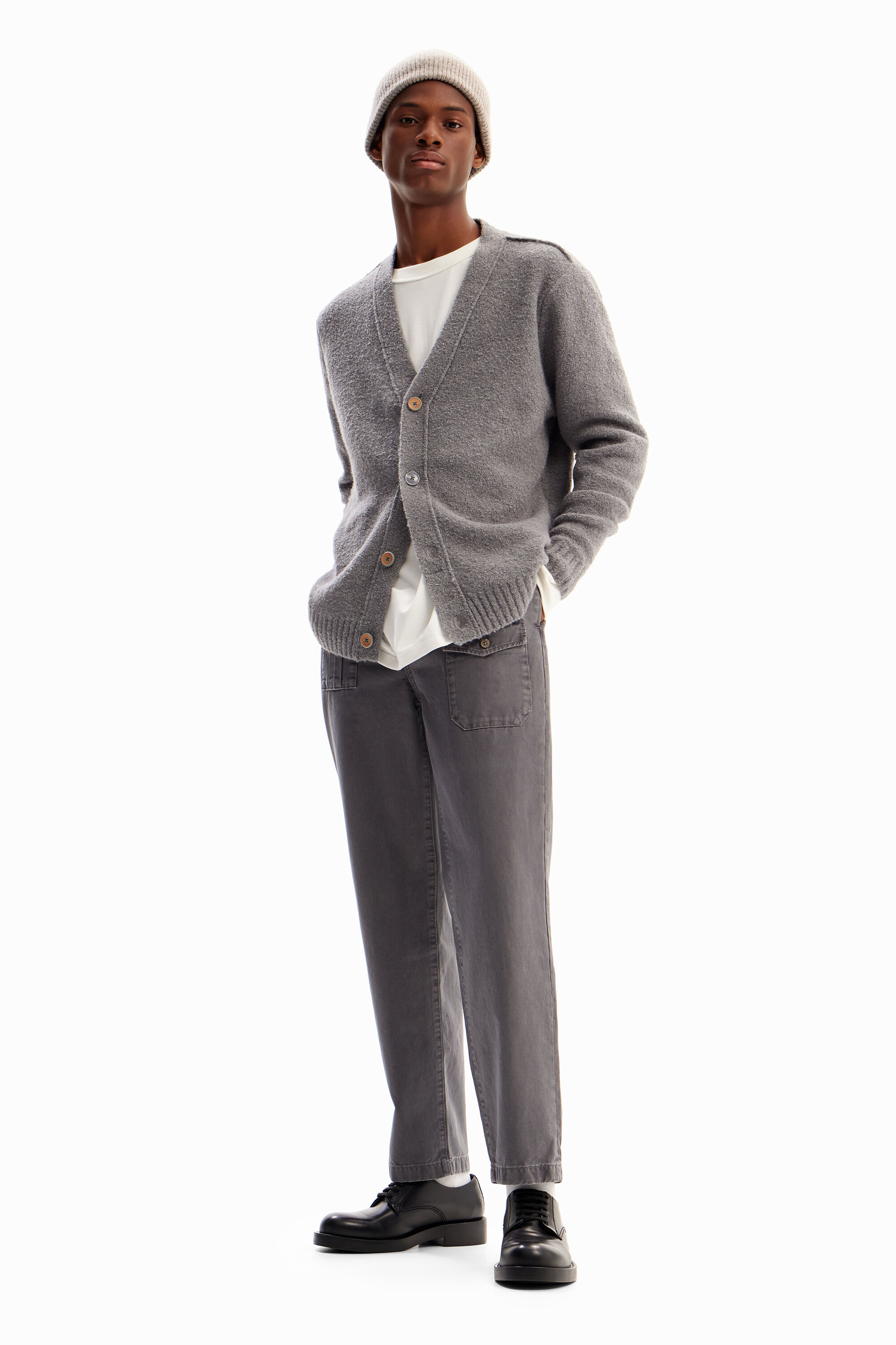 Men s Plain textured cardigan I Desigual