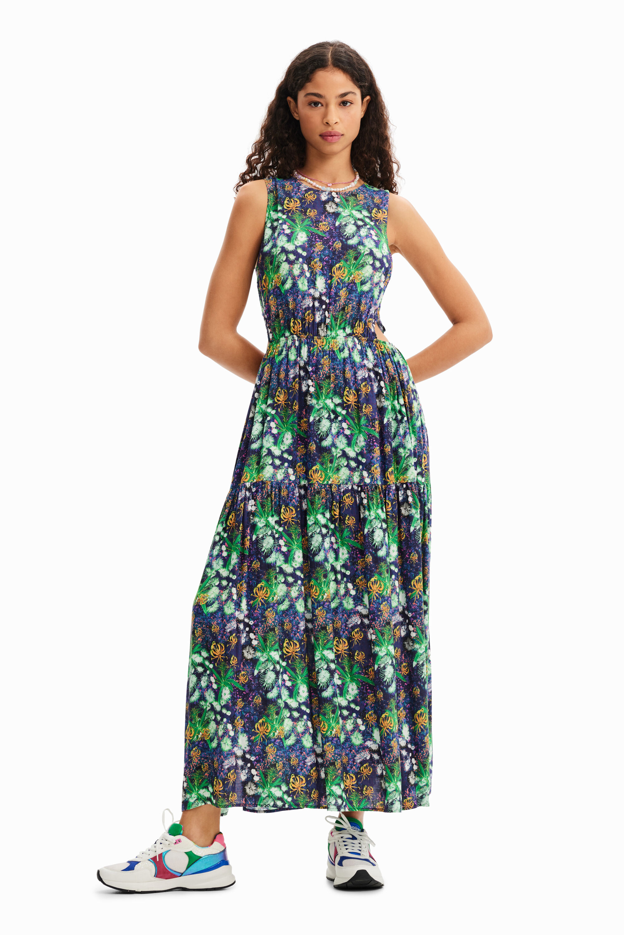 Vestido largo cut out naturaleza