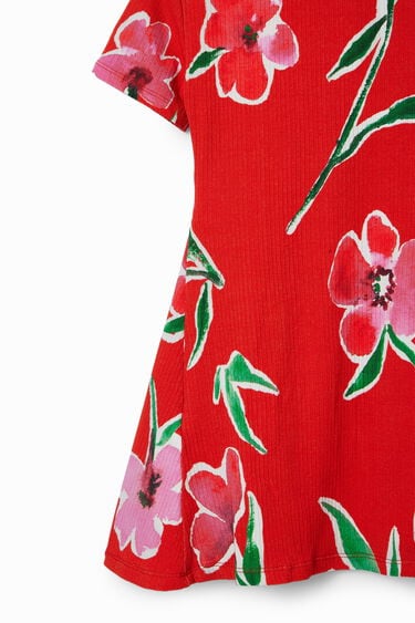 Robe courte tissu côtelé fleurs | Desigual