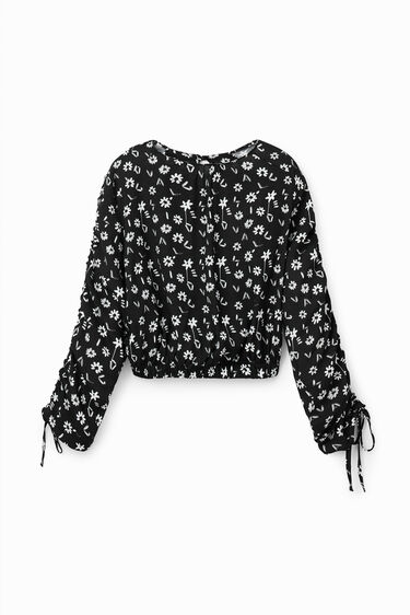 Blusa corta fruncido flores | Desigual