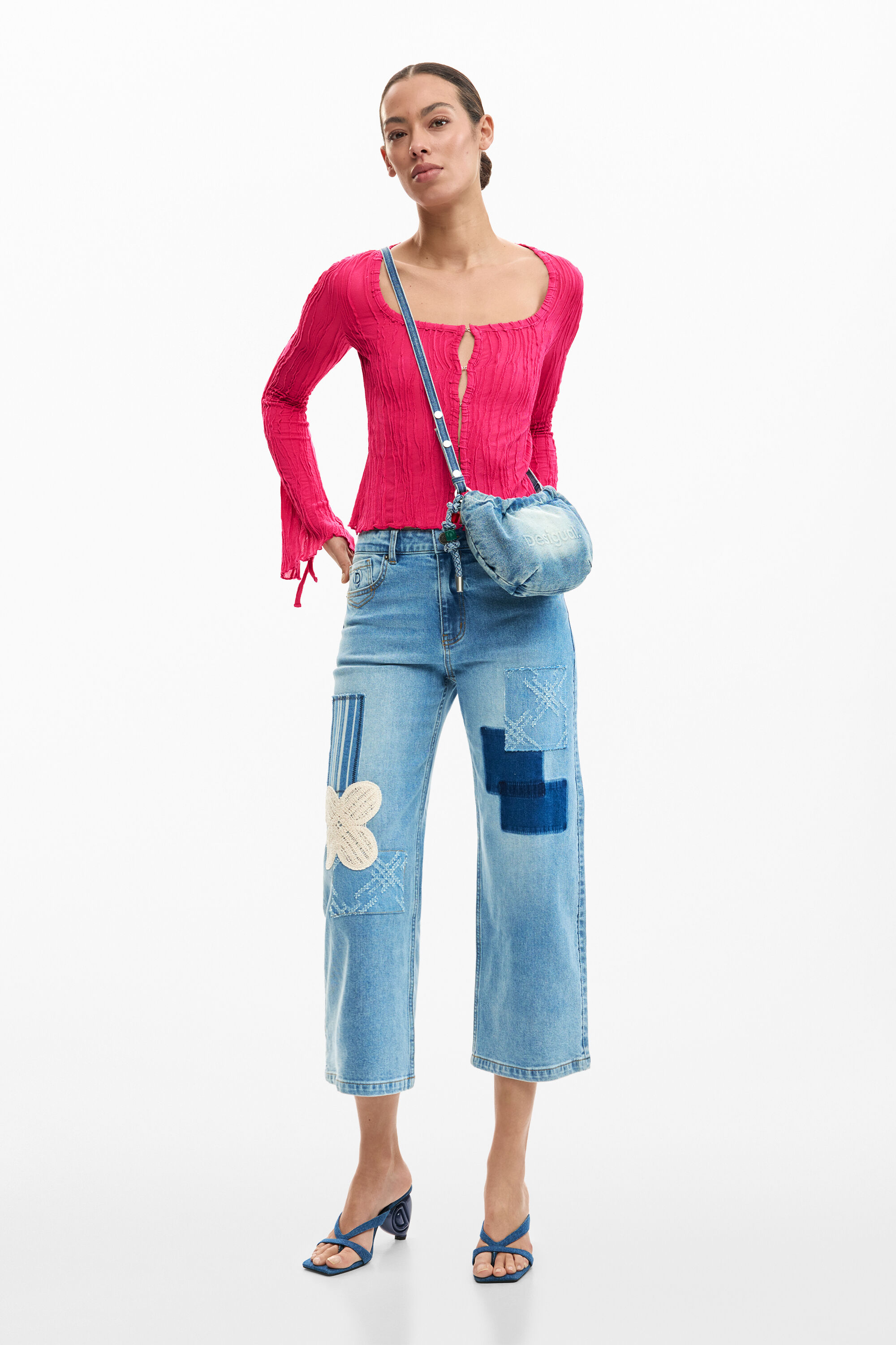 Desigual, Patch-Crochet-Jeans, Damen, Baumwolle, Blau, 38