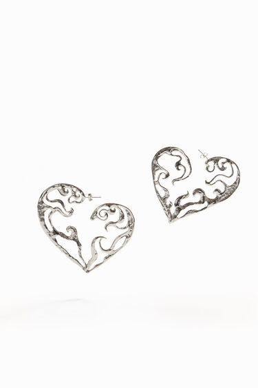 Pendientes XL corazón baño oro Zalio | Desigual