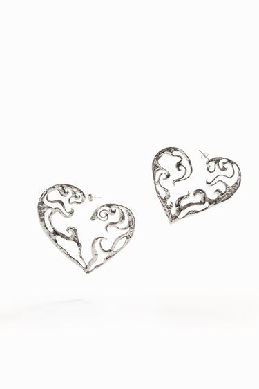 Pendientes XL corazón baño oro Zalio | Desigual