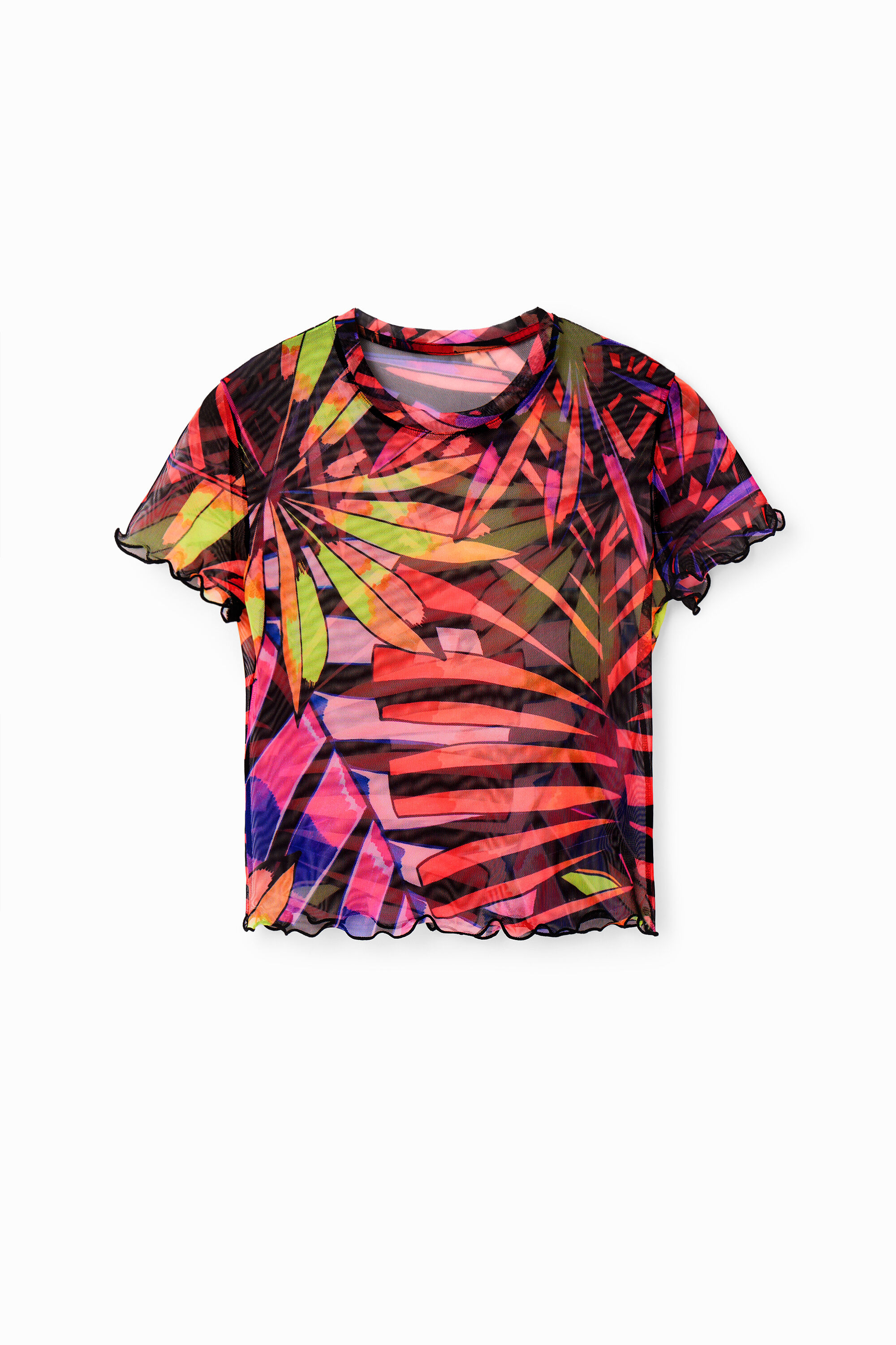 Short tropical tulle T-shirt