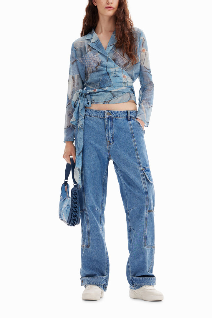 Denim patchwork wrap blouse | Desigual