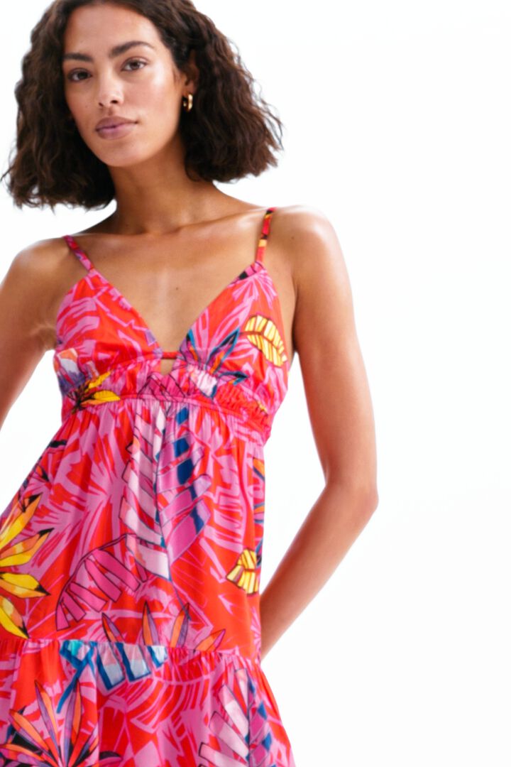 Robe courte découpes tropicale | Desigual