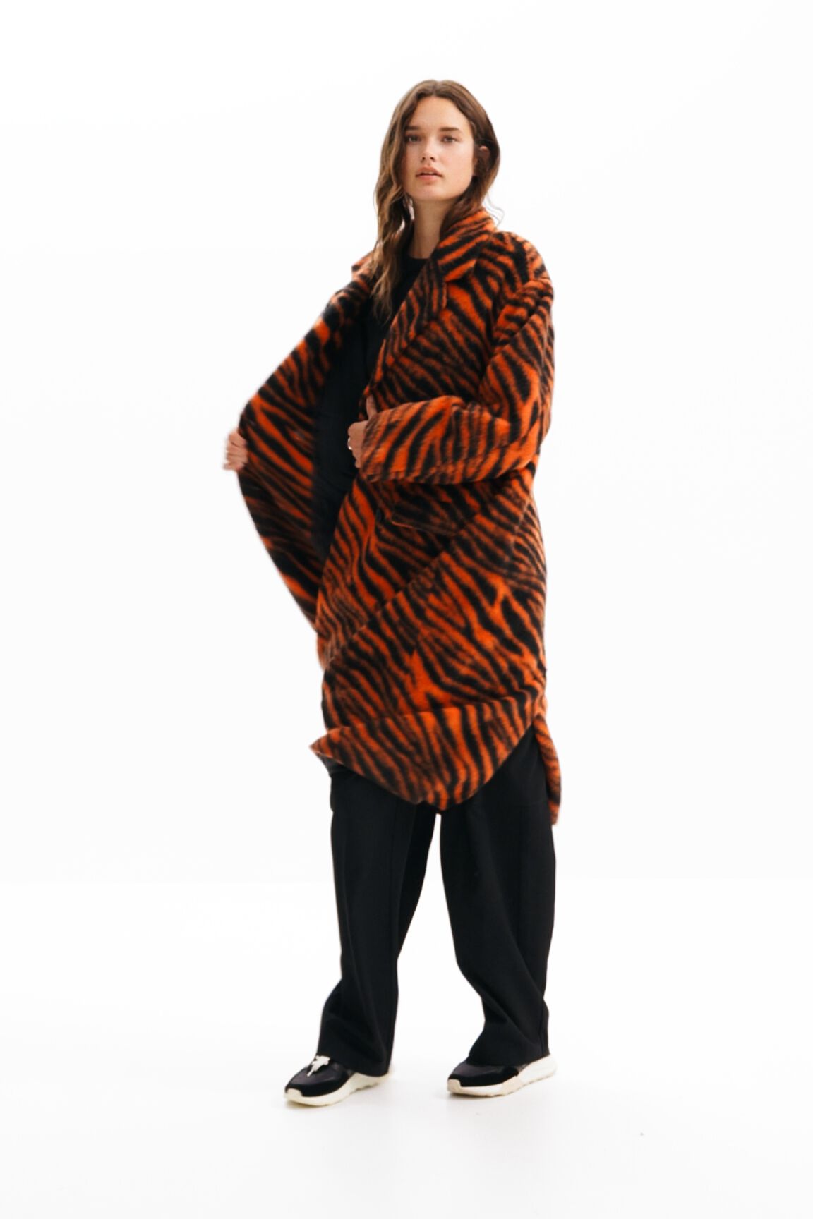 Women's Long zebra overshirt coat I Desigual.com