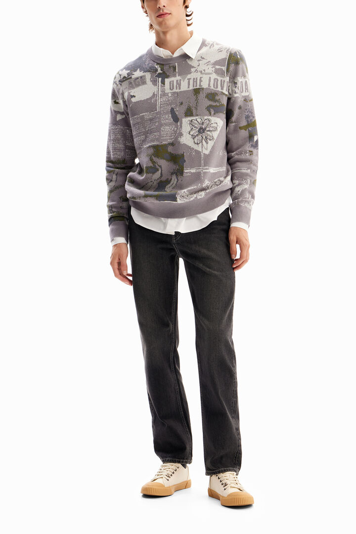 Maglia jacquard giornale | Desigual