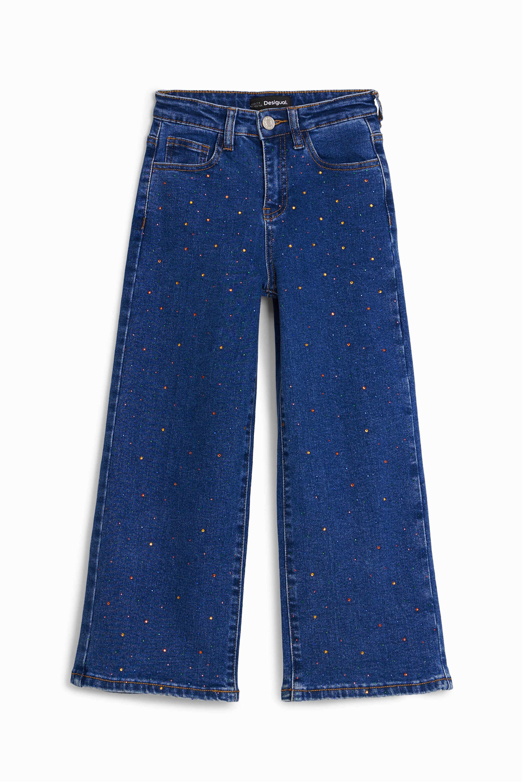 Desigual, Lange Jeans mit Punkten, Kinder, Blau, 9/10