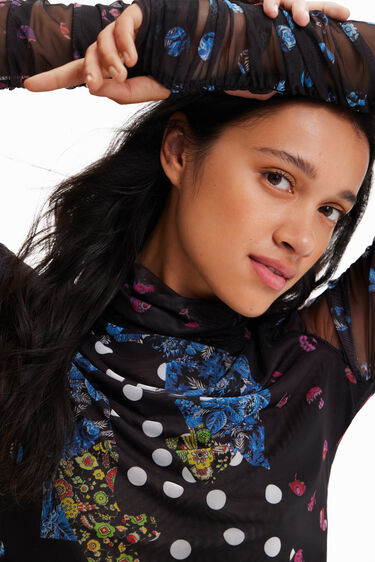 Samarreta tul patch lunars i flors | Desigual