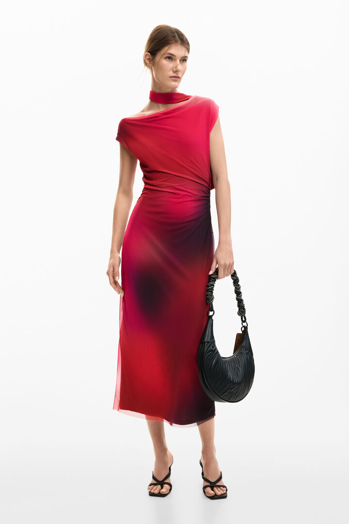 Asymmetric draped dress
